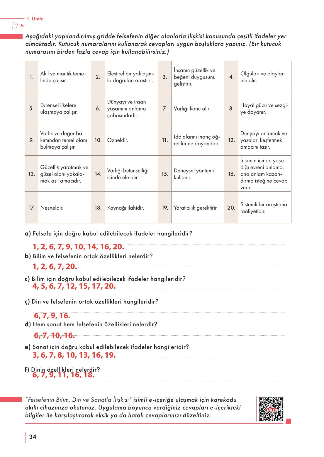 10. Sınıf Meb Yayınları Felsefe Ders Kitabı Sayfa 34 Cevapları