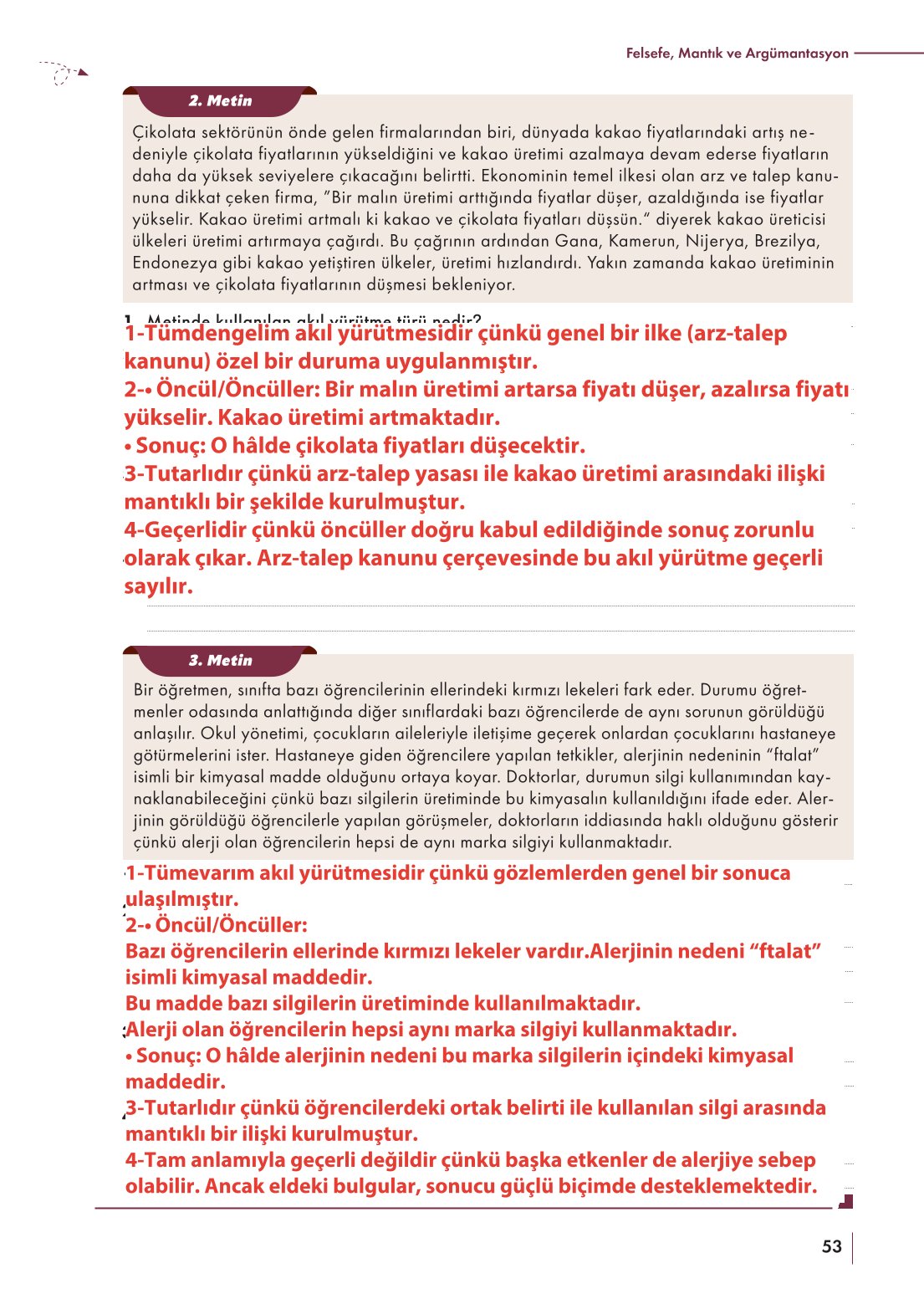 10. Sınıf Meb Yayınları Felsefe Ders Kitabı Sayfa 53 Cevapları