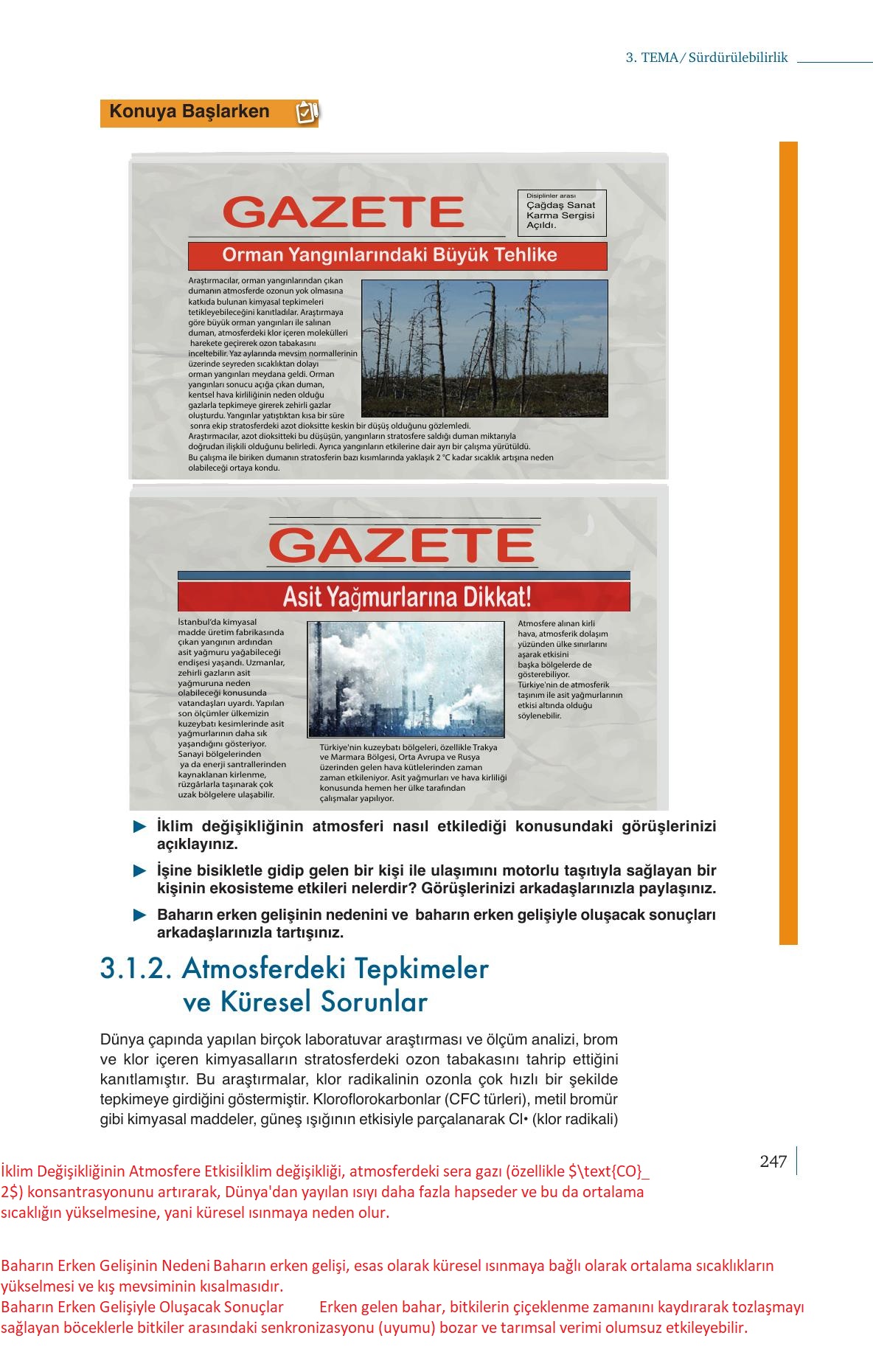 10. Sınıf Meb Yayınları Kimya Ders Kitabı Sayfa 247 Cevapları