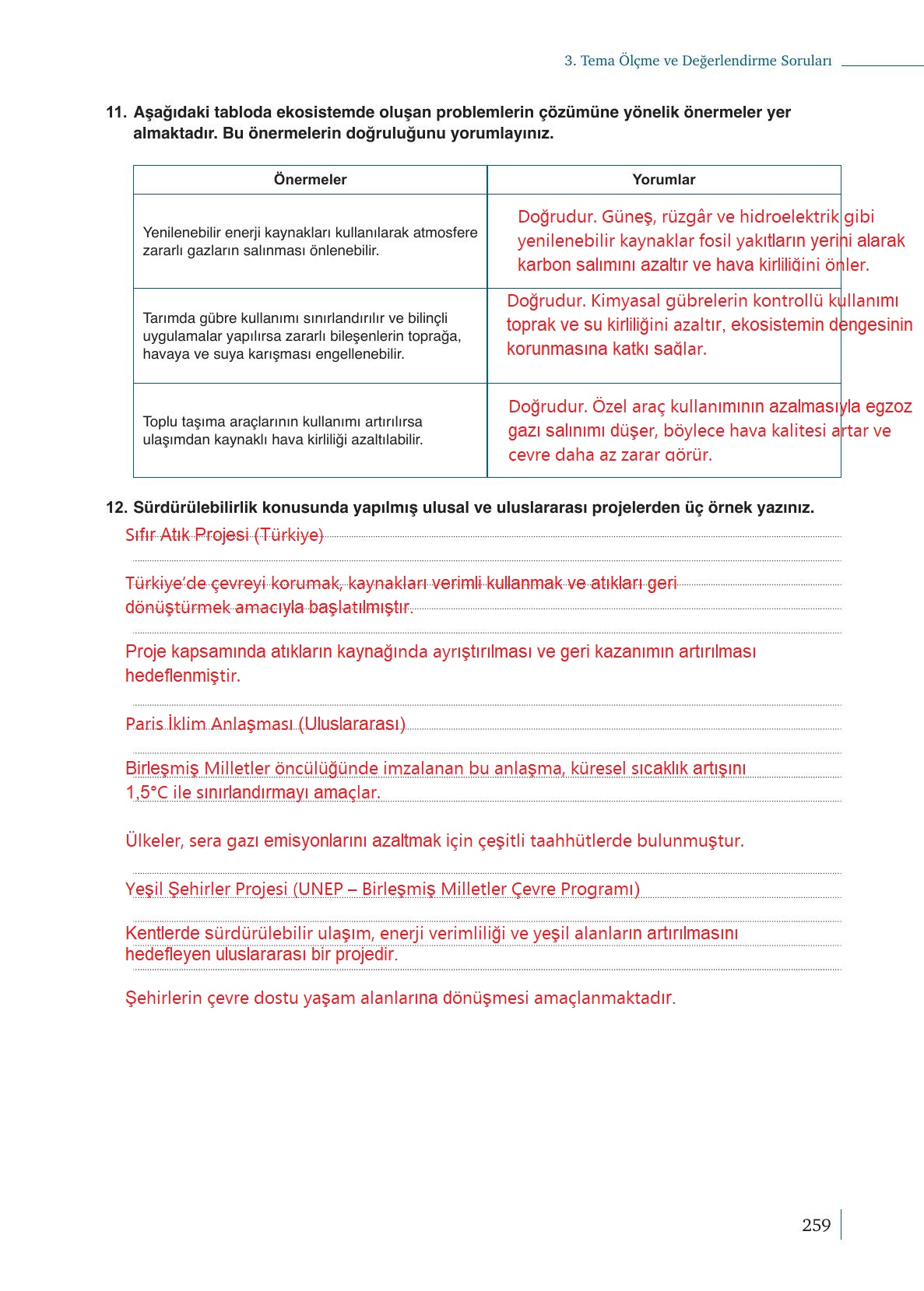 10. Sınıf Meb Yayınları Kimya Ders Kitabı Sayfa 259 Cevapları 10. Sınıf Meb Yayınları Kimya Ders Kitabı Sayfa 259 Cevapları