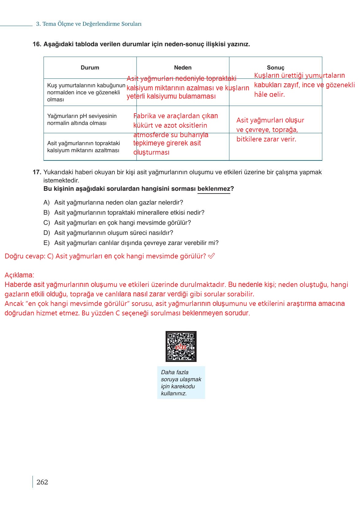10. Sınıf Meb Yayınları Kimya Ders Kitabı Sayfa 262 Cevapları