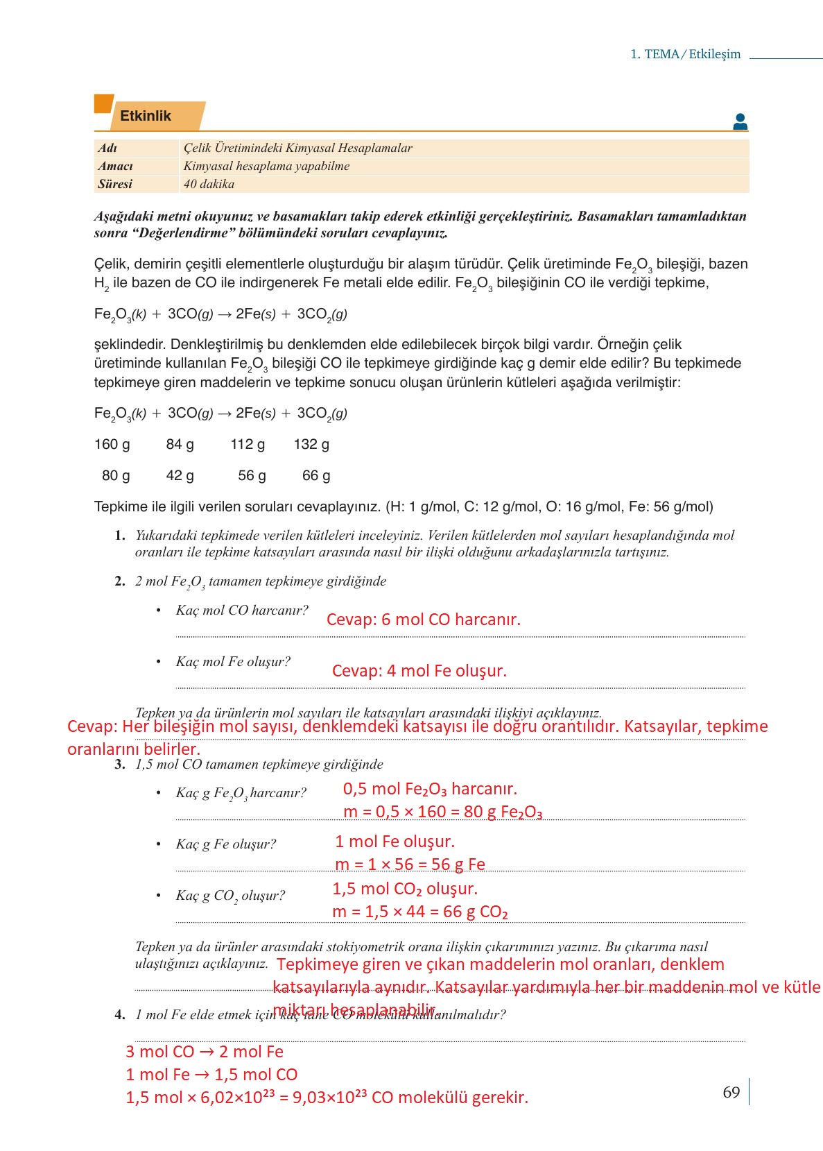 10. Sınıf Meb Yayınları Kimya Ders Kitabı Sayfa 69 Cevapları 10. Sınıf Meb Yayınları Kimya Ders Kitabı Sayfa 69 Cevapları