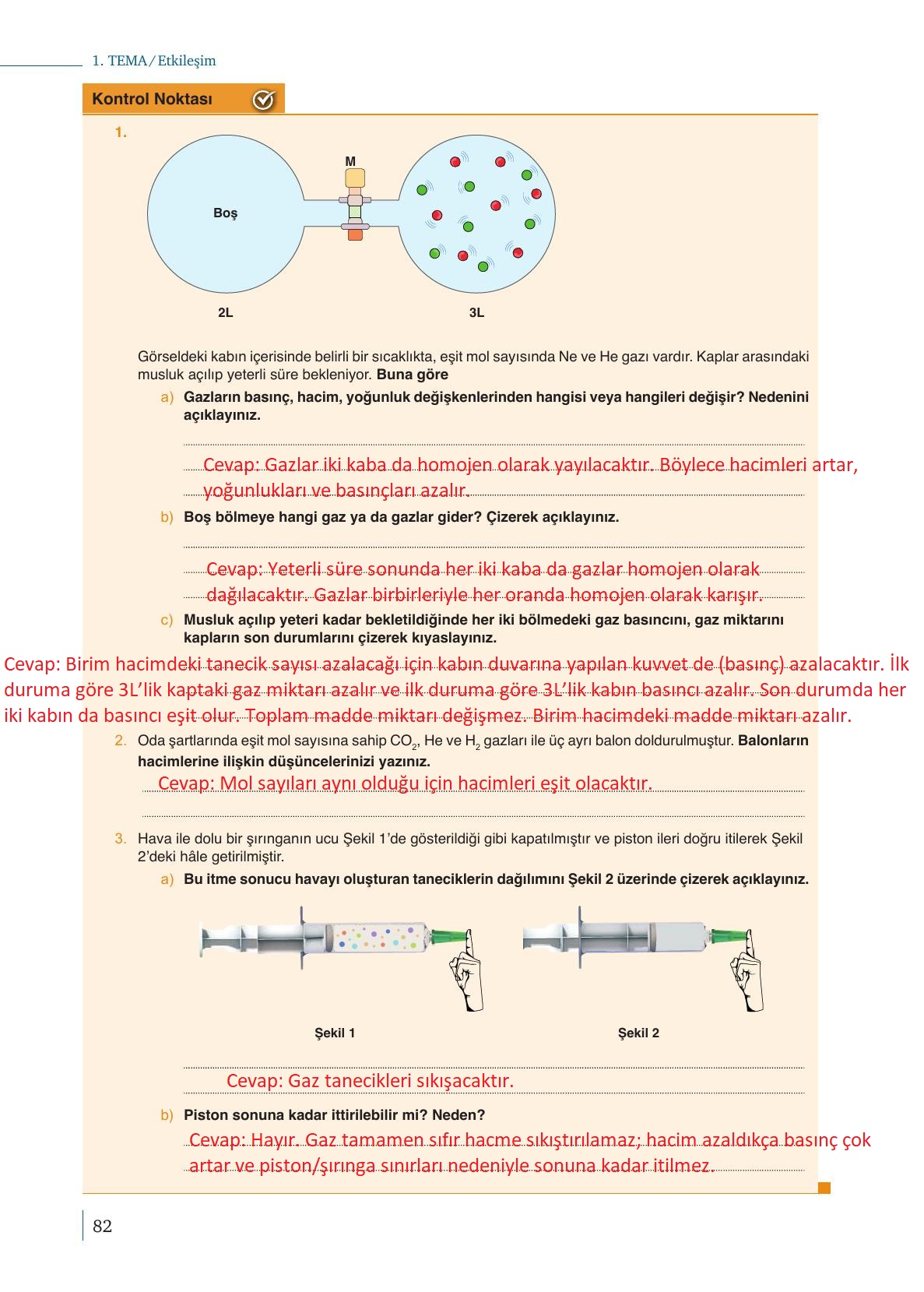 10. Sınıf Meb Yayınları Kimya Ders Kitabı Sayfa 82 Cevapları