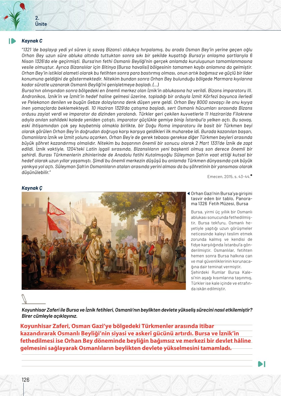 10. Sınıf Meb Yayınları Tarih Ders Kitabı Sayfa 126 Cevapları 10. Sınıf Meb Yayınları Tarih Ders Kitabı Sayfa 126 Cevapları