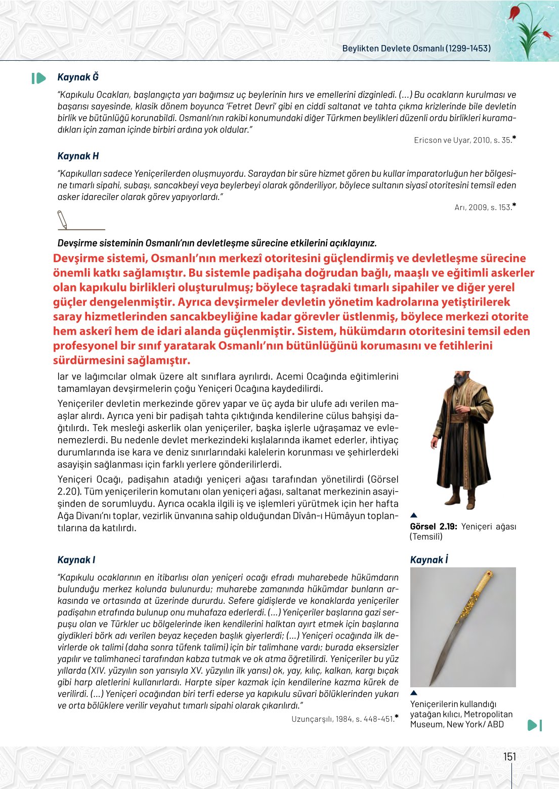 10. Sınıf Meb Yayınları Tarih Ders Kitabı Sayfa 151 Cevapları