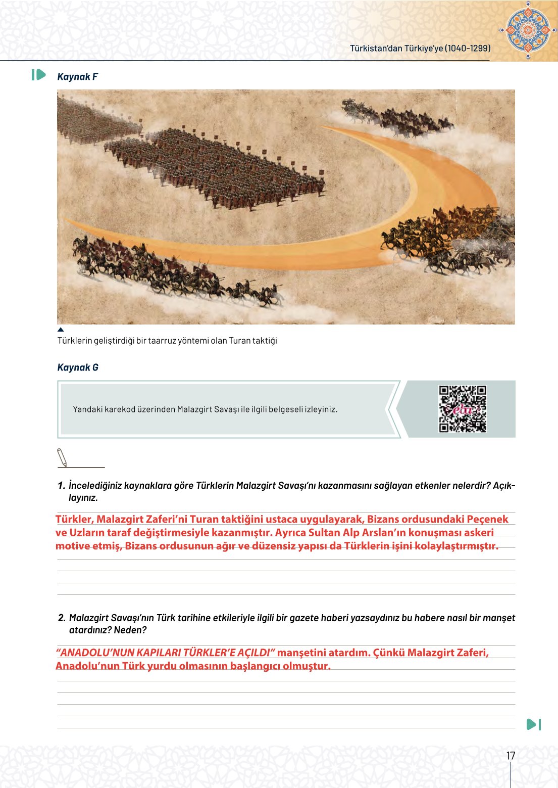 10. Sınıf Meb Yayınları Tarih Ders Kitabı Sayfa 17 Cevapları
