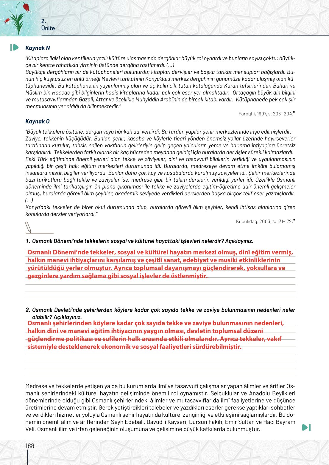 10. Sınıf Meb Yayınları Tarih Ders Kitabı Sayfa 188 Cevapları 10. Sınıf Meb Yayınları Tarih Ders Kitabı Sayfa 188 Cevapları