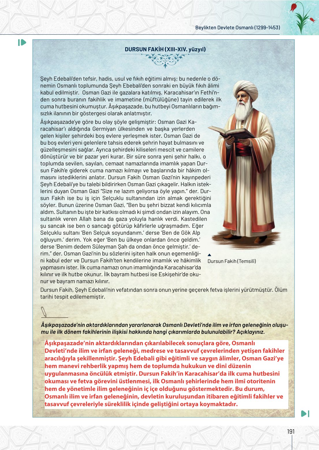 10. Sınıf Meb Yayınları Tarih Ders Kitabı Sayfa 191 Cevapları