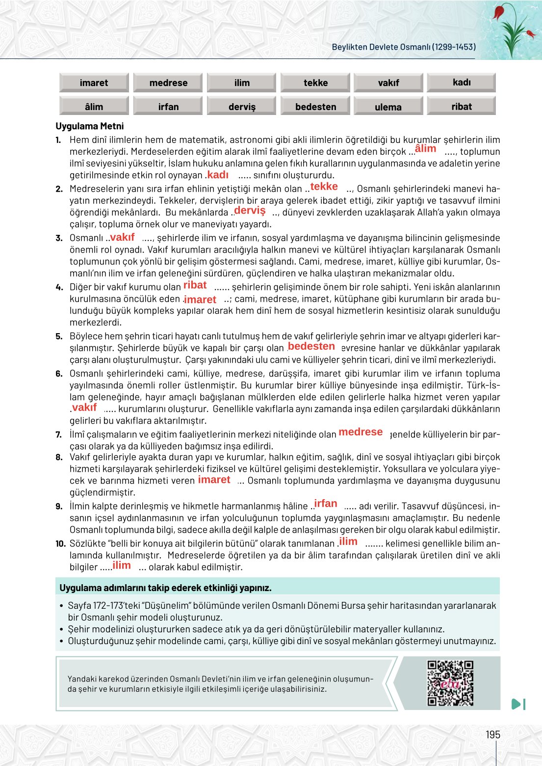 10. Sınıf Meb Yayınları Tarih Ders Kitabı Sayfa 195 Cevapları 10. Sınıf Meb Yayınları Tarih Ders Kitabı Sayfa 195 Cevapları