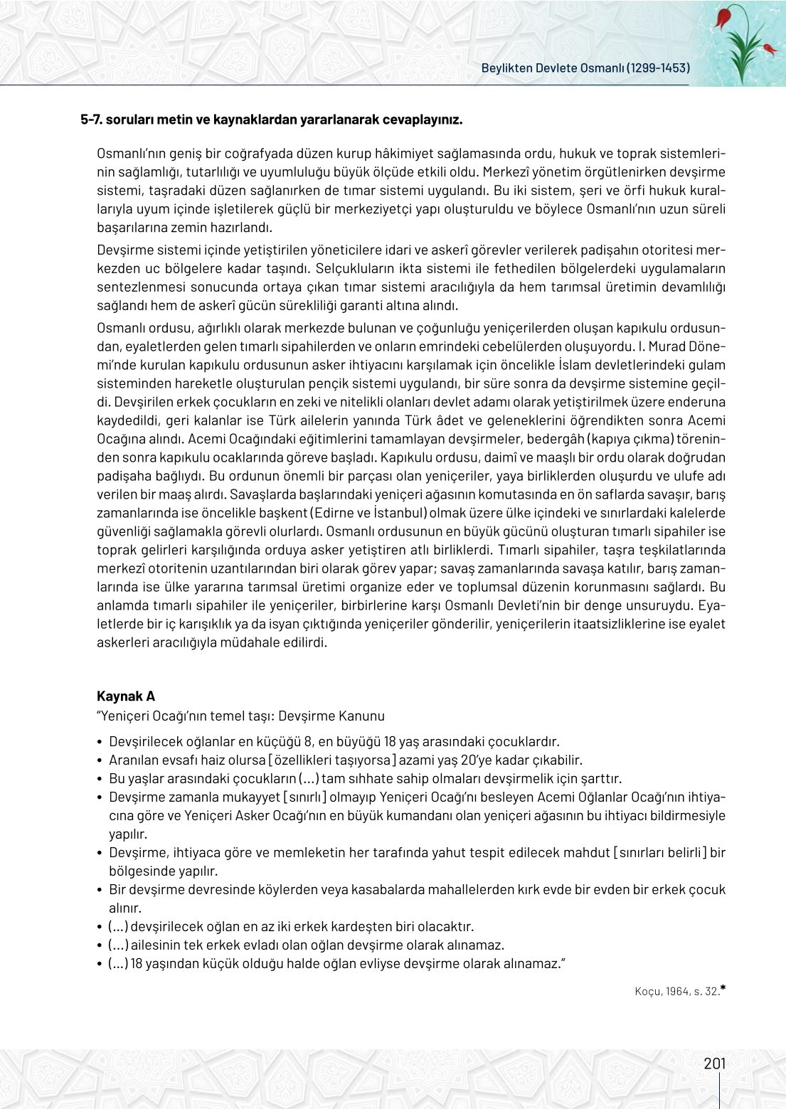 10. Sınıf Meb Yayınları Tarih Ders Kitabı Sayfa 201 Cevapları