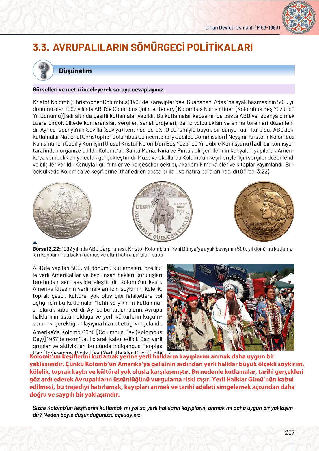 10. Sınıf Meb Yayınları Tarih Ders Kitabı Sayfa 257 Cevapları