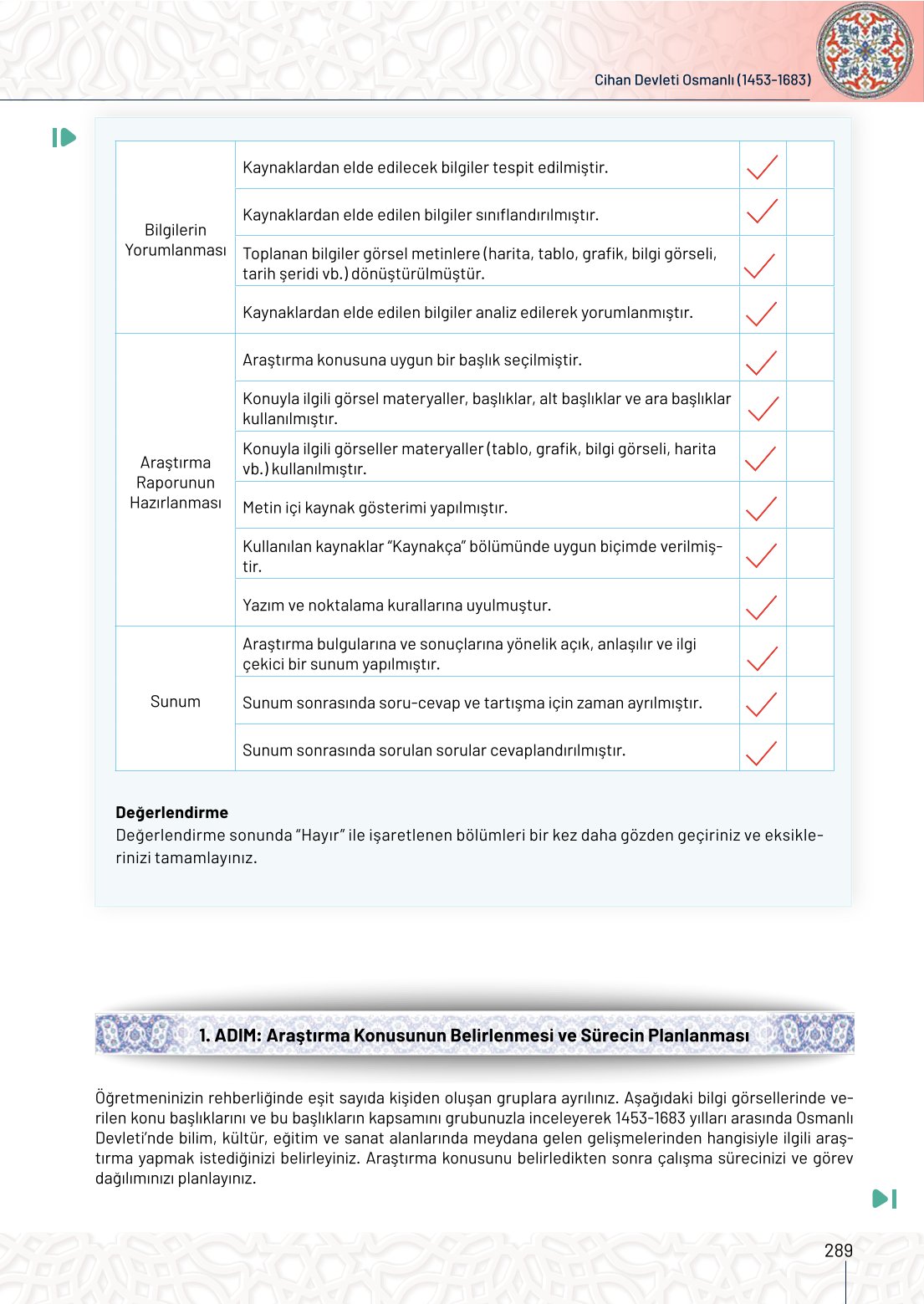 10. Sınıf Meb Yayınları Tarih Ders Kitabı Sayfa 289 Cevapları 10. Sınıf Meb Yayınları Tarih Ders Kitabı Sayfa 289 Cevapları