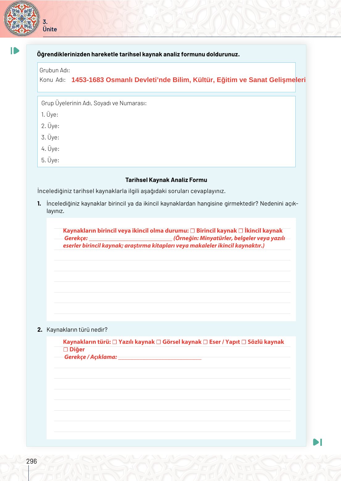 10. Sınıf Meb Yayınları Tarih Ders Kitabı Sayfa 296 Cevapları 10. Sınıf Meb Yayınları Tarih Ders Kitabı Sayfa 296 Cevapları