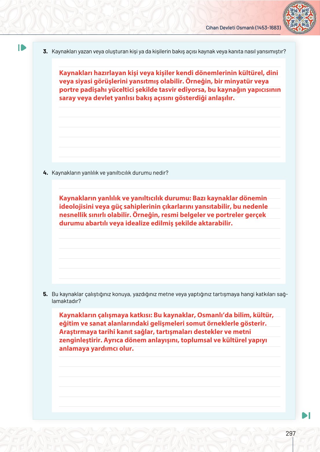 10. Sınıf Meb Yayınları Tarih Ders Kitabı Sayfa 297 Cevapları 10. Sınıf Meb Yayınları Tarih Ders Kitabı Sayfa 297 Cevapları