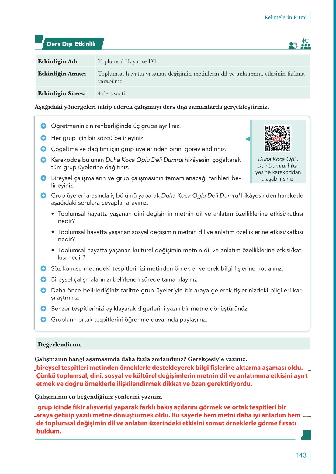 10. Sınıf Meb Yayınları Türk Dili Ve Edebiyatı Ders Kitabı Sayfa 143 Cevapları 10. Sınıf Meb Yayınları Türk Dili Ve Edebiyatı Ders Kitabı Sayfa 143 Cevapları