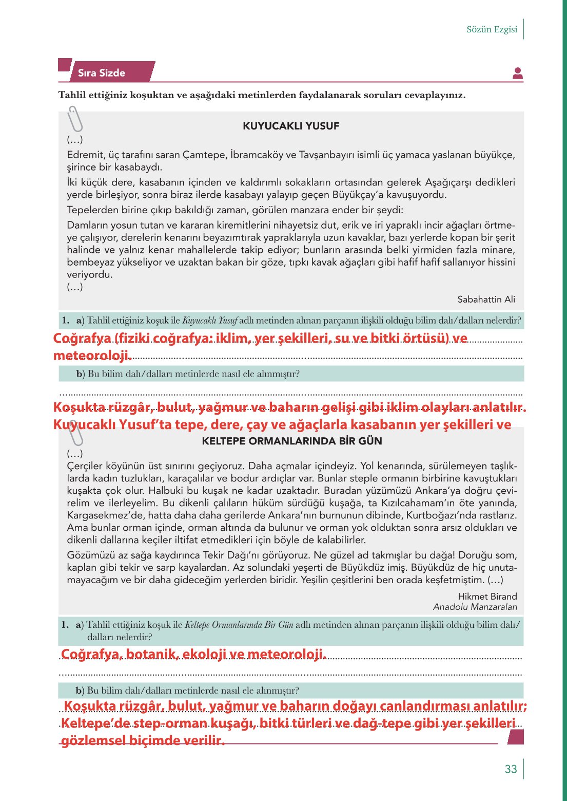10. Sınıf Meb Yayınları Türk Dili Ve Edebiyatı Ders Kitabı Sayfa 33 Cevapları 10. Sınıf Meb Yayınları Türk Dili Ve Edebiyatı Ders Kitabı Sayfa 33 Cevapları