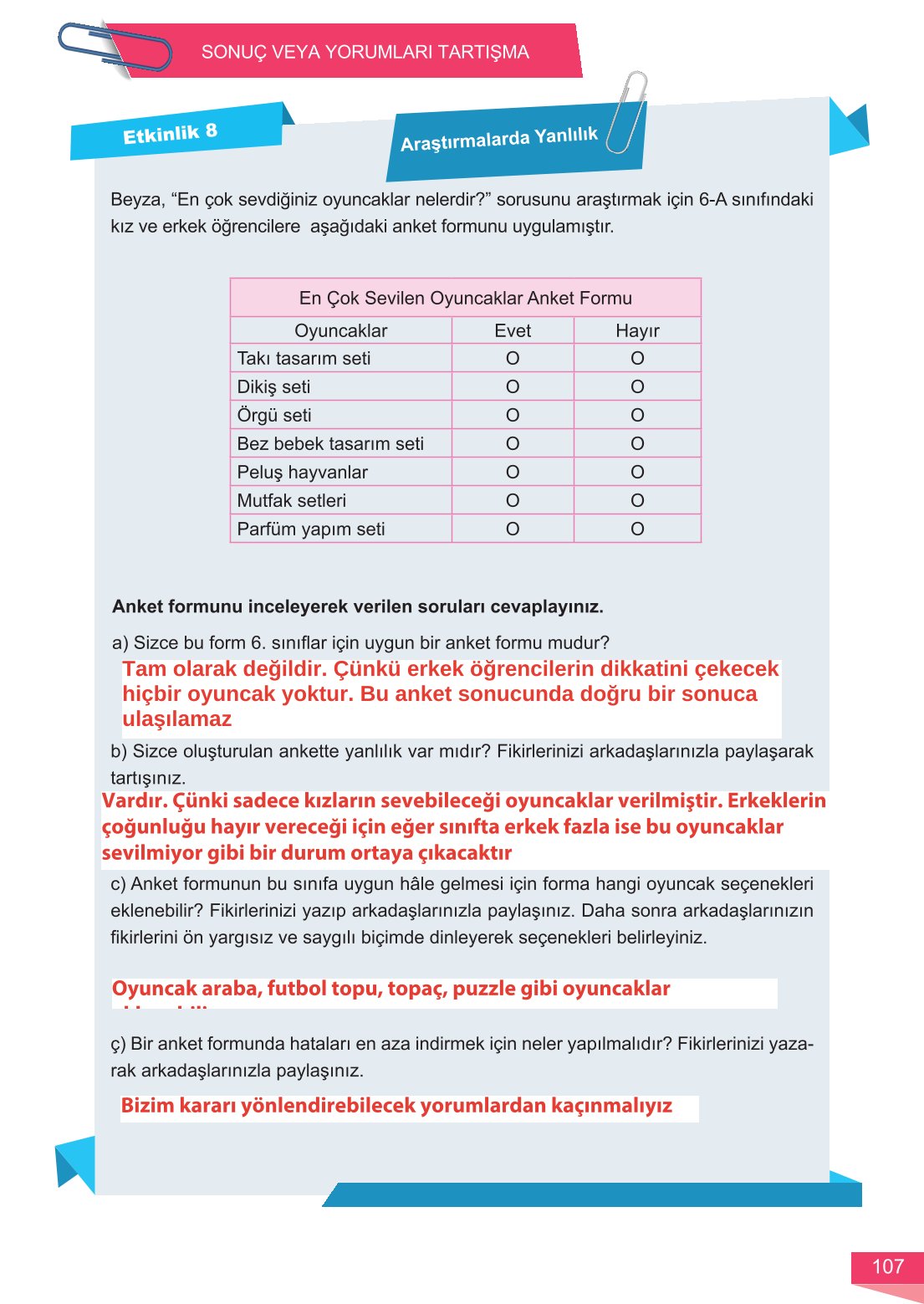 6. Sınıf Meb Yayınları Matematik Ders Kitabı Sayfa 107 Cevapları