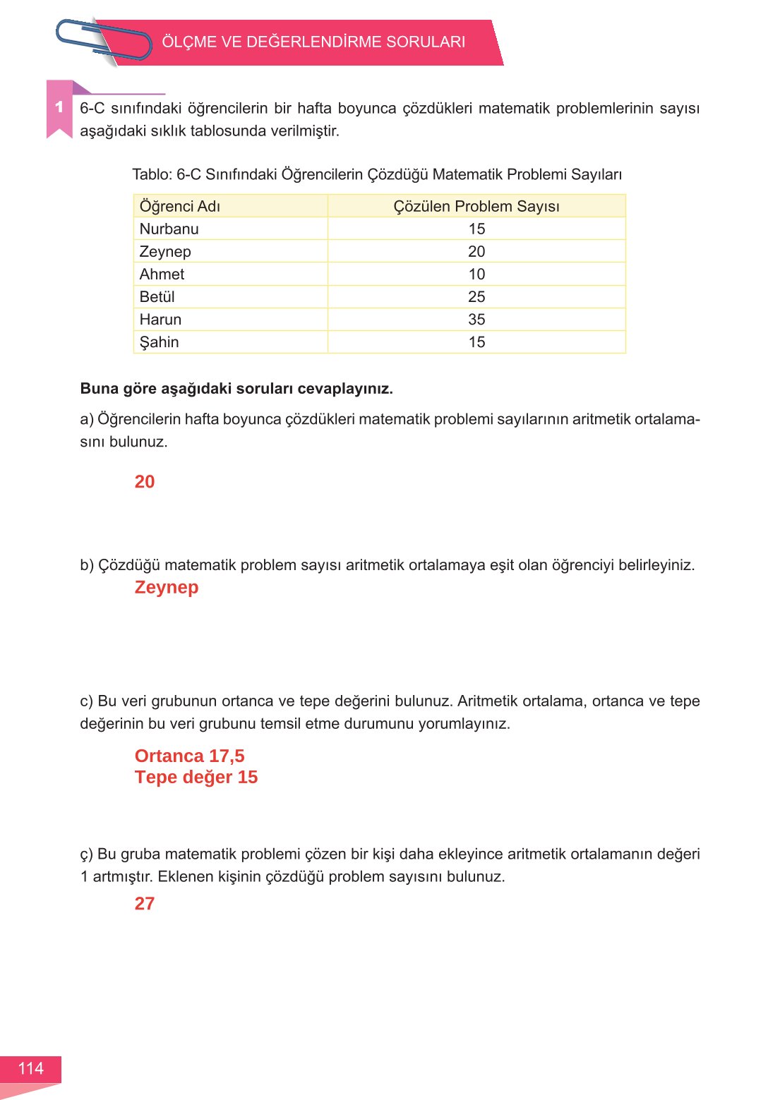 6. Sınıf Meb Yayınları Matematik Ders Kitabı Sayfa 114 Cevapları