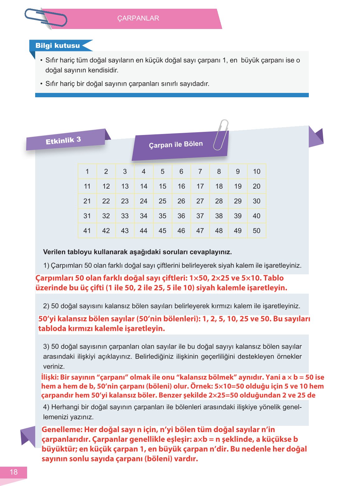 6. Sınıf Meb Yayınları Matematik Ders Kitabı Sayfa 18 Cevapları