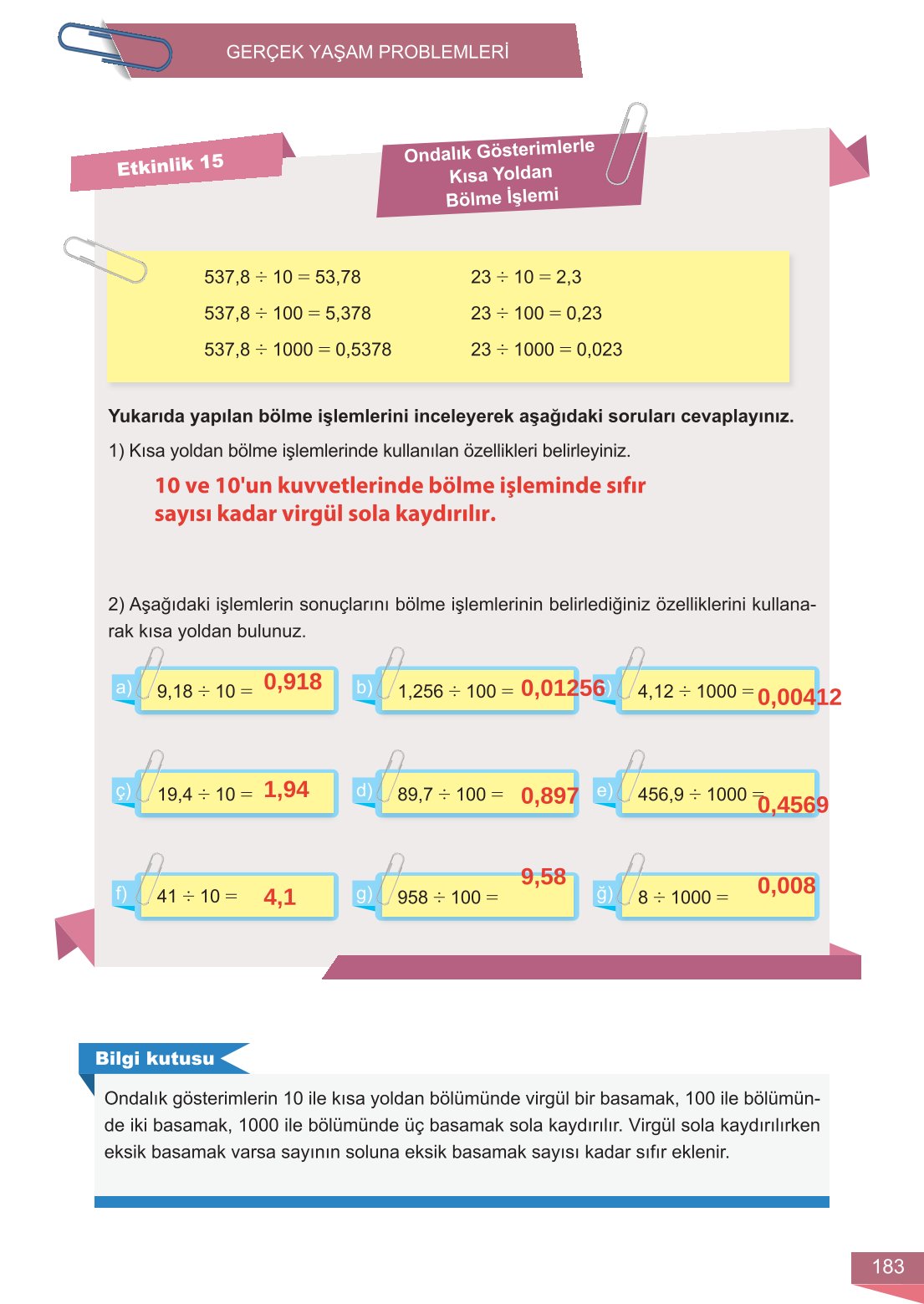6. Sınıf Meb Yayınları Matematik Ders Kitabı Sayfa 183 Cevapları 6. Sınıf Meb Yayınları Matematik Ders Kitabı Sayfa 183 Cevapları