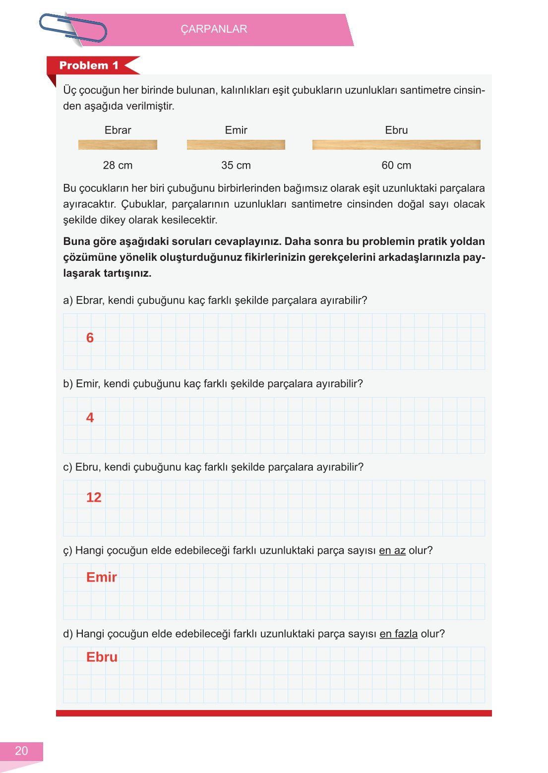6. Sınıf Meb Yayınları Matematik Ders Kitabı Sayfa 20 Cevapları
