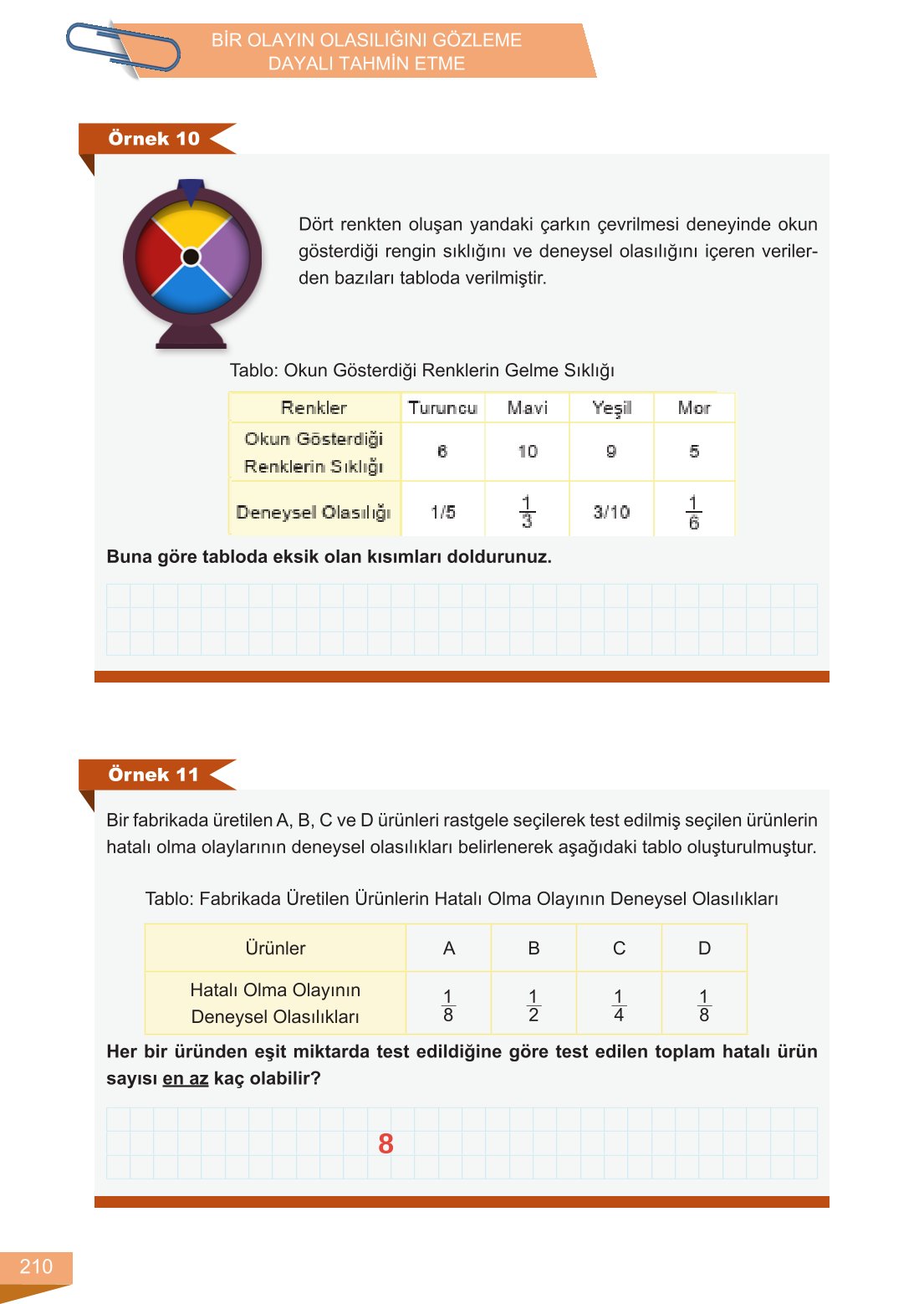 6. Sınıf Meb Yayınları Matematik Ders Kitabı Sayfa 210 Cevapları