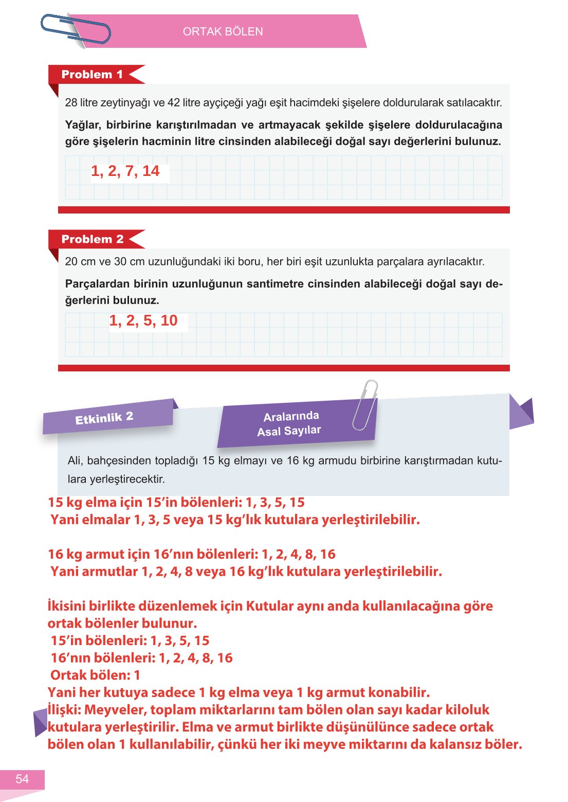 6. Sınıf Meb Yayınları Matematik Ders Kitabı Sayfa 54 Cevapları 6. Sınıf Meb Yayınları Matematik Ders Kitabı Sayfa 54 Cevapları