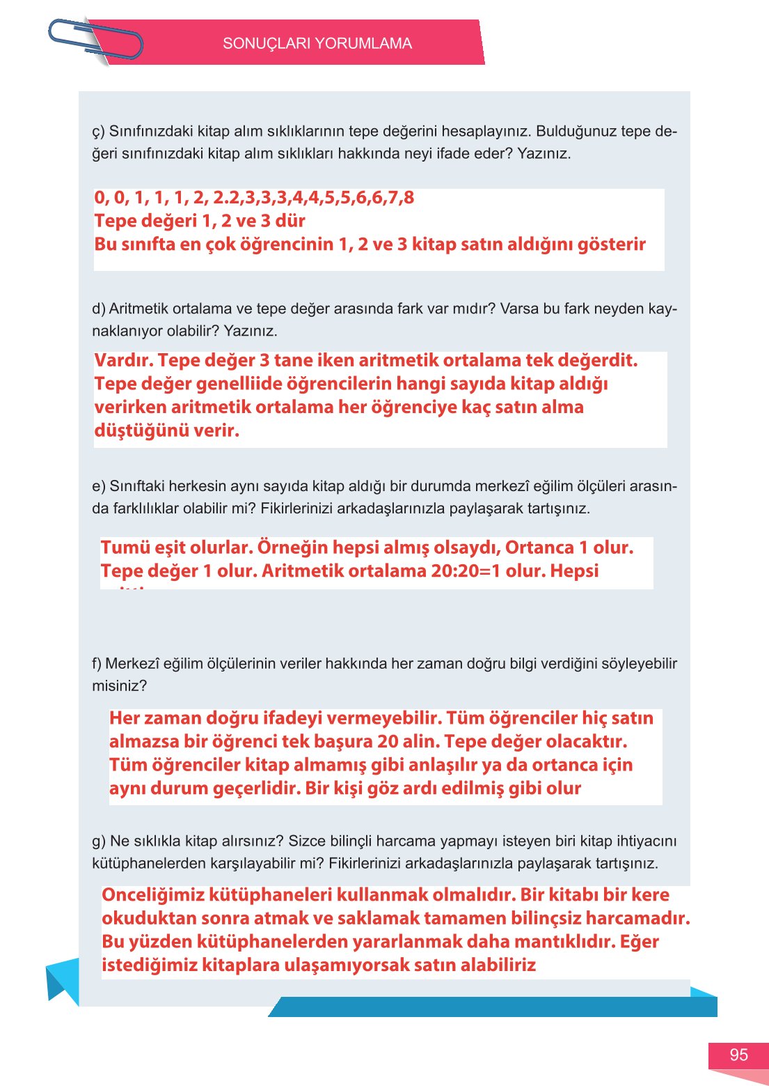 6. Sınıf Meb Yayınları Matematik Ders Kitabı Sayfa 95 Cevapları