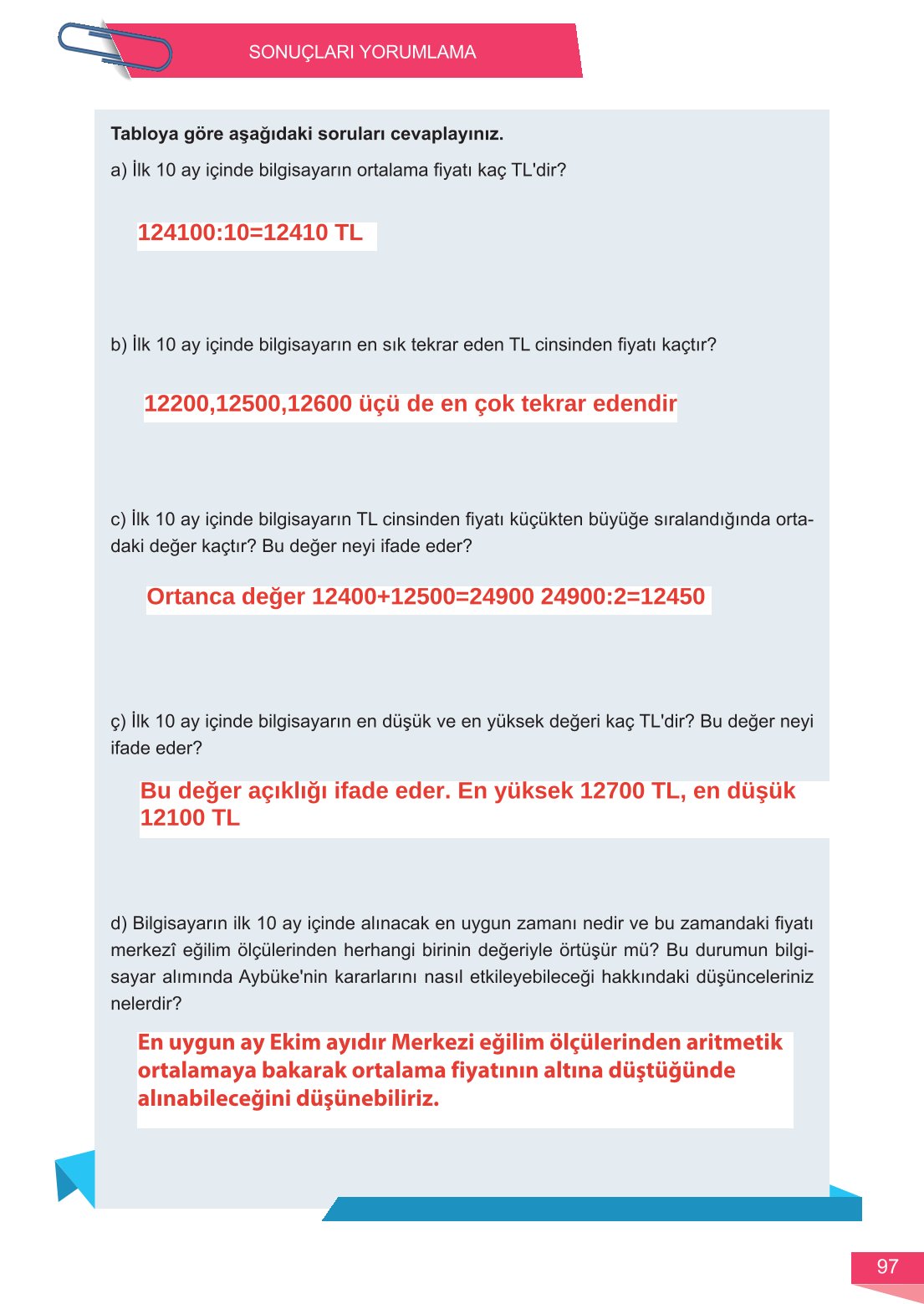 6. Sınıf Meb Yayınları Matematik Ders Kitabı Sayfa 97 Cevapları