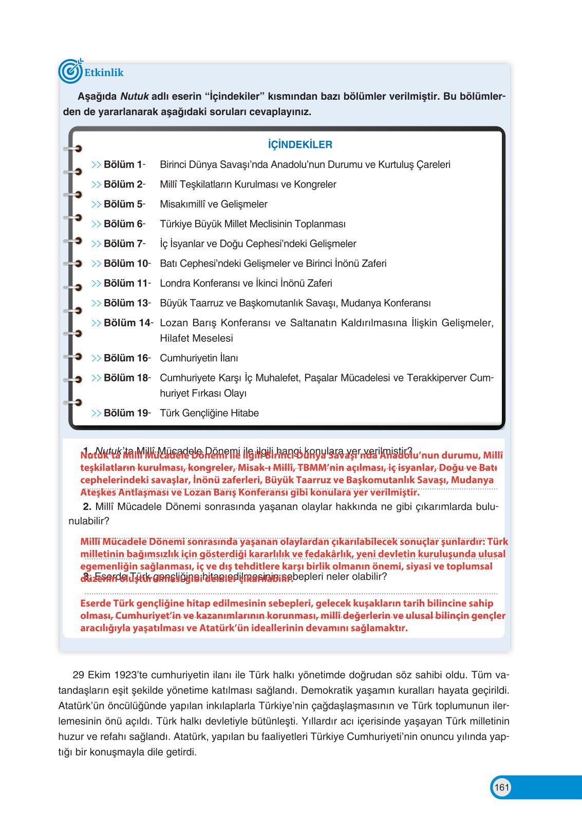 8. Sınıf Ders Destek Yayınları İnkılap Tarihi Ve Atatürkçülük Ders Kitabı Sayfa 161 Cevapları 8. Sınıf Ders Destek Yayınları İnkılap Tarihi Ve Atatürkçülük Ders Kitabı Sayfa 161 Cevapları