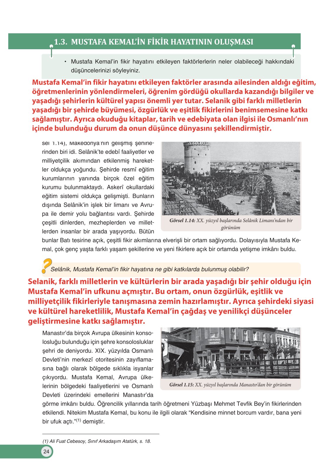 8. Sınıf Ders Destek Yayınları İnkılap Tarihi Ve Atatürkçülük Ders Kitabı Sayfa 24 Cevapları