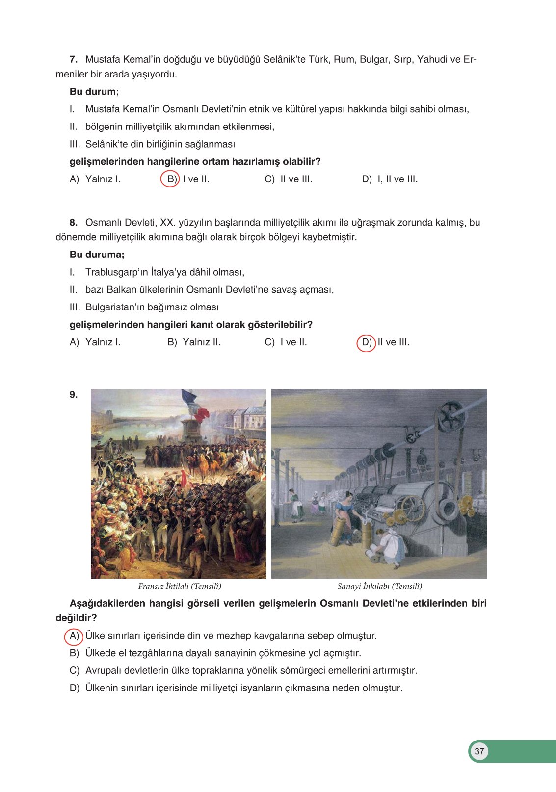 8. Sınıf Ders Destek Yayınları İnkılap Tarihi Ve Atatürkçülük Ders Kitabı Sayfa 37 Cevapları