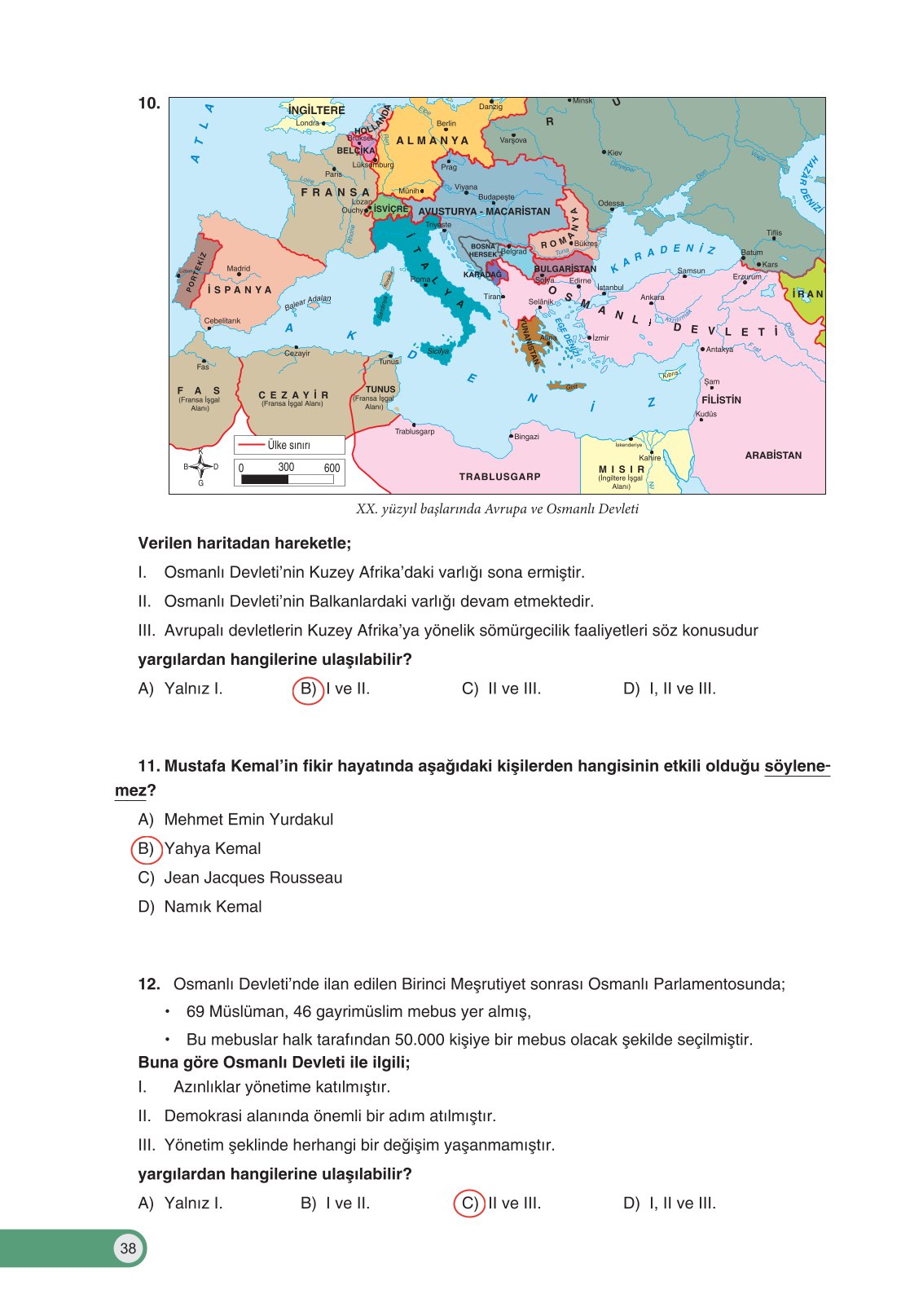 8. Sınıf Ders Destek Yayınları İnkılap Tarihi Ve Atatürkçülük Ders Kitabı Sayfa 38 Cevapları