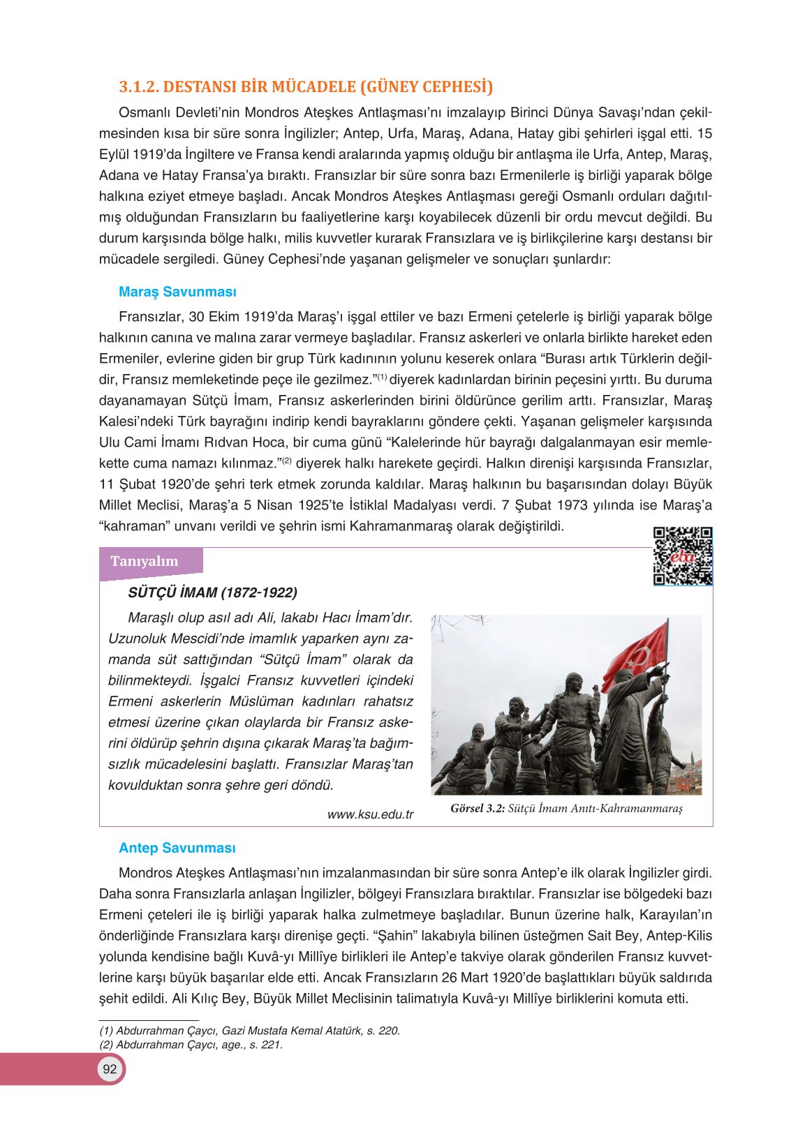 8. Sınıf Ders Destek Yayınları İnkılap Tarihi Ve Atatürkçülük Ders Kitabı Sayfa 92 Cevapları