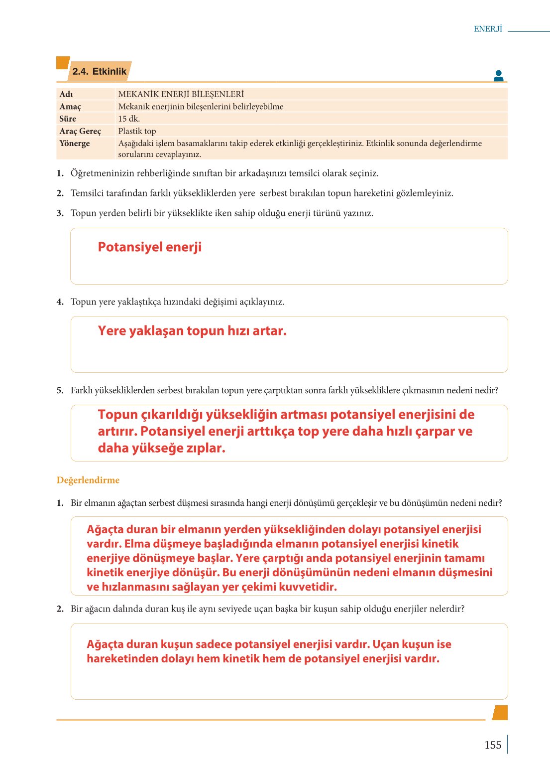 10. Sınıf Meb Yayınları Fizik Ders Kitabı Sayfa 155 Cevapları 10. Sınıf Meb Yayınları Fizik Ders Kitabı Sayfa 155 Cevapları