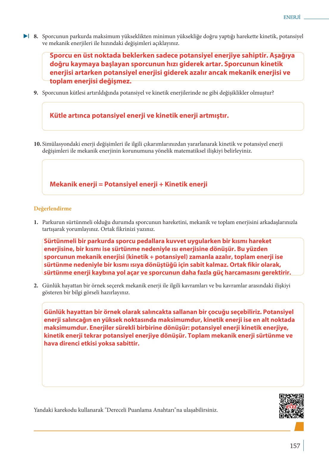 10. Sınıf Meb Yayınları Fizik Ders Kitabı Sayfa 157 Cevapları 10. Sınıf Meb Yayınları Fizik Ders Kitabı Sayfa 157 Cevapları