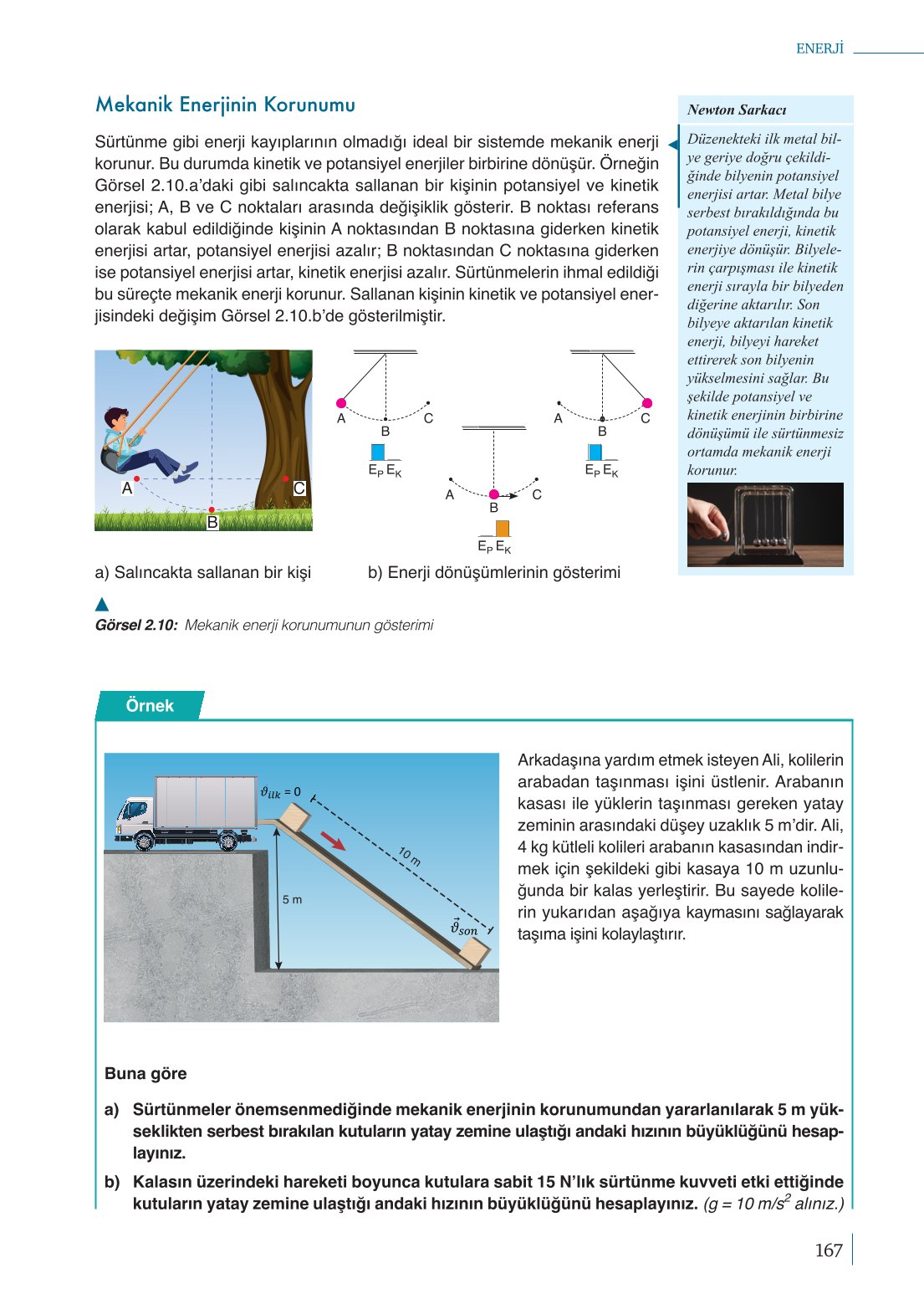 10. Sınıf Meb Yayınları Fizik Ders Kitabı Sayfa 167 Cevapları