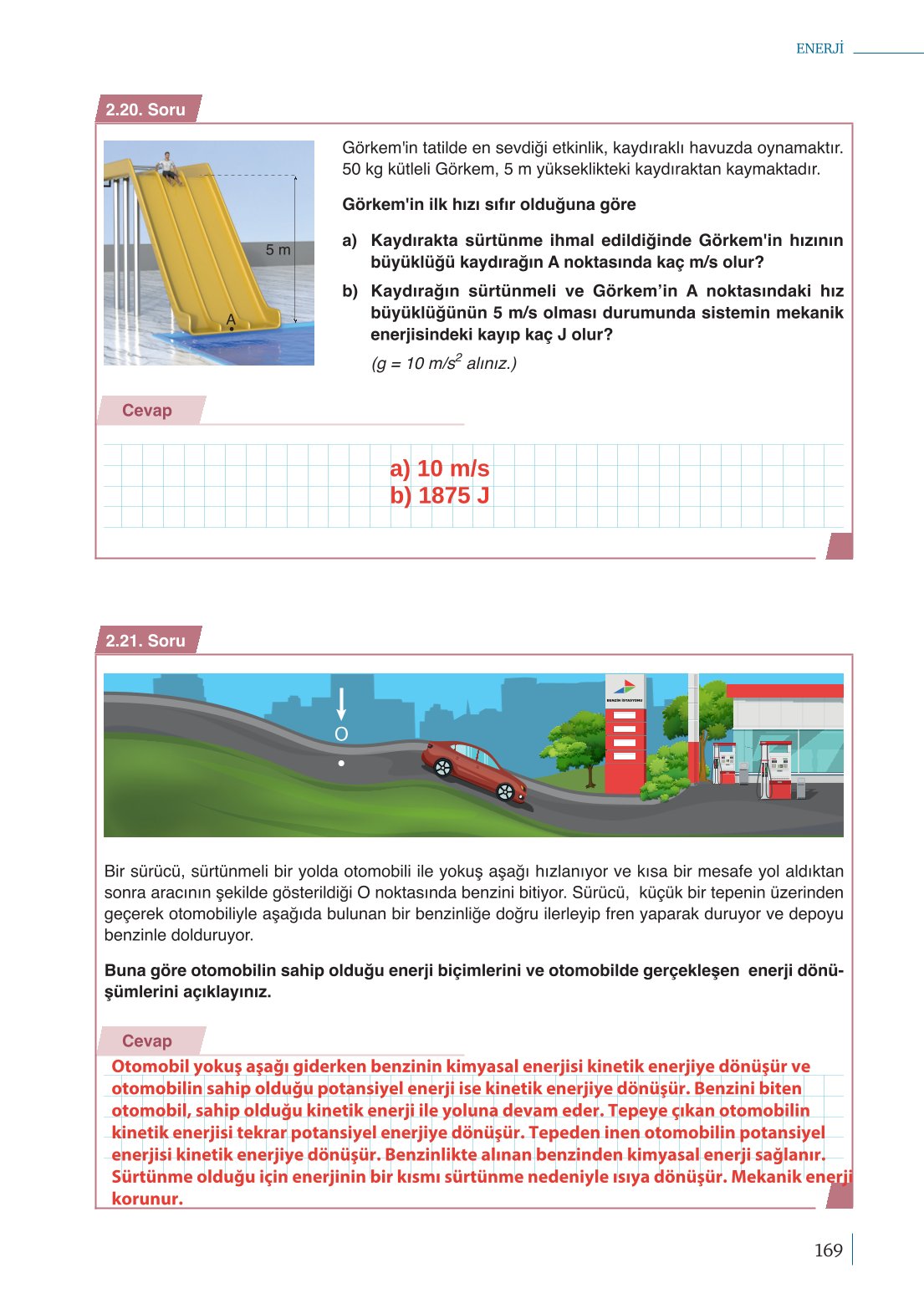 10. Sınıf Meb Yayınları Fizik Ders Kitabı Sayfa 169 Cevapları