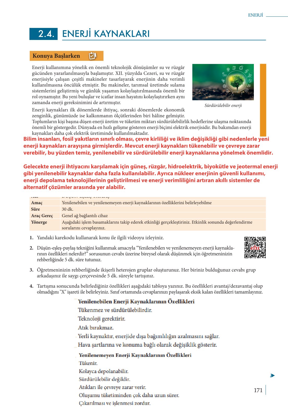 10. Sınıf Meb Yayınları Fizik Ders Kitabı Sayfa 171 Cevapları