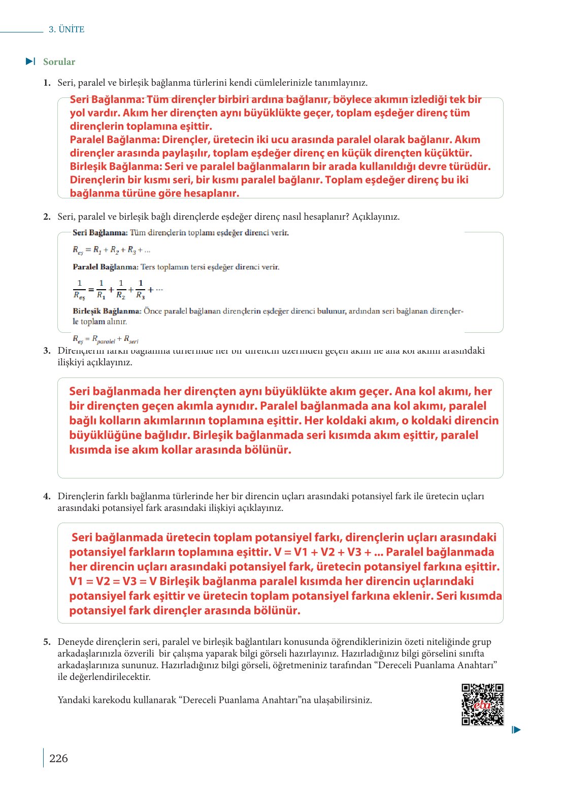 10. Sınıf Meb Yayınları Fizik Ders Kitabı Sayfa 226 Cevapları 10. Sınıf Meb Yayınları Fizik Ders Kitabı Sayfa 226 Cevapları