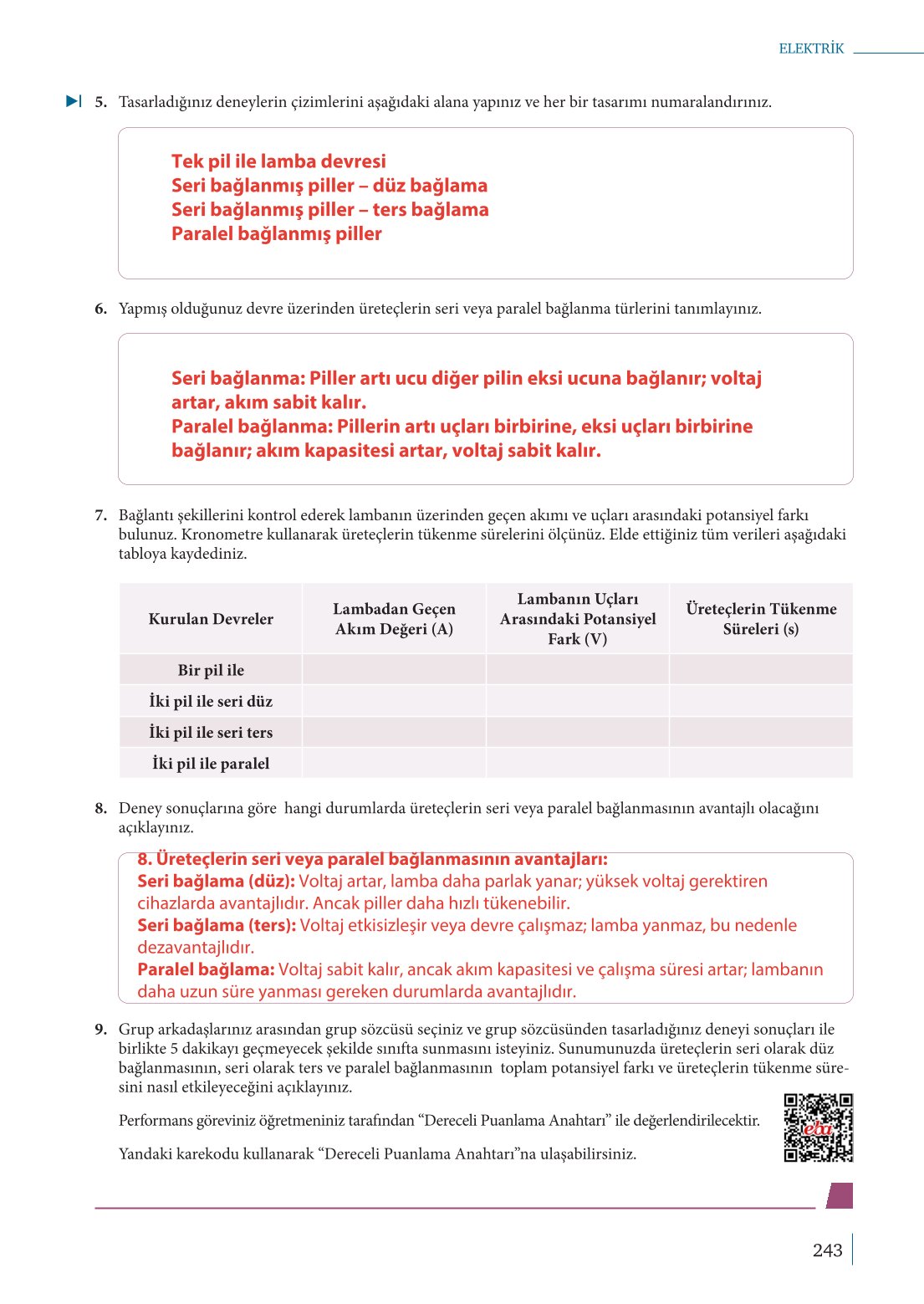 10. Sınıf Meb Yayınları Fizik Ders Kitabı Sayfa 243 Cevapları