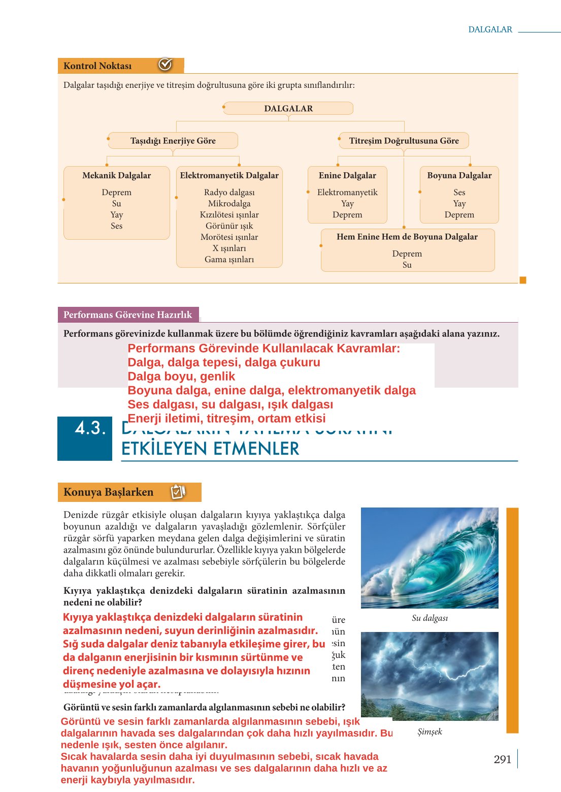10. Sınıf Meb Yayınları Fizik Ders Kitabı Sayfa 291 Cevapları