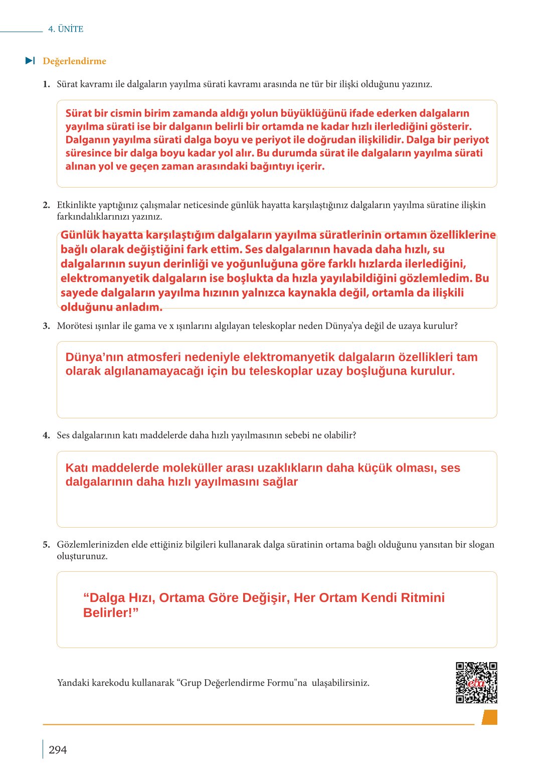 10. Sınıf Meb Yayınları Fizik Ders Kitabı Sayfa 294 Cevapları