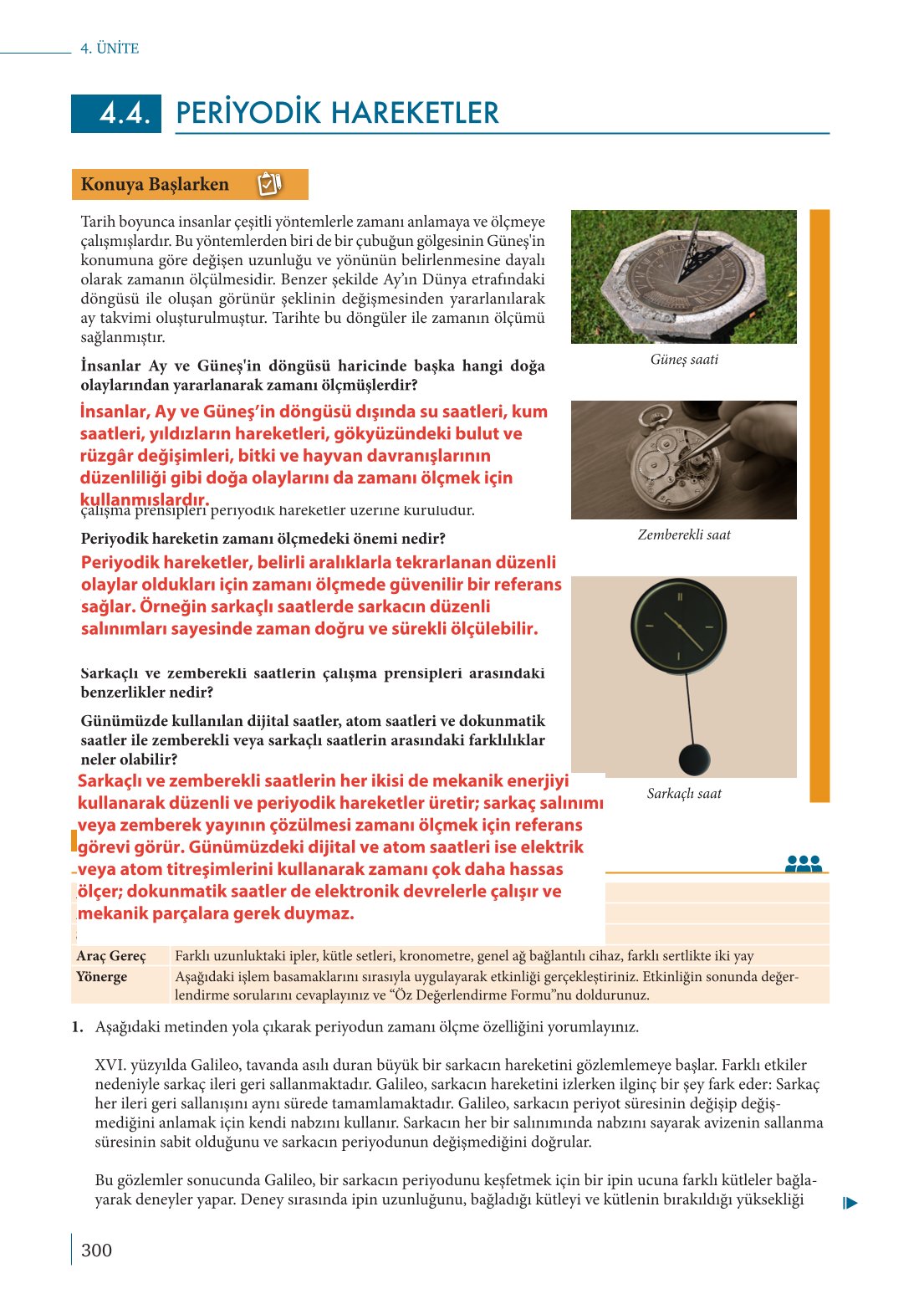 10. Sınıf Meb Yayınları Fizik Ders Kitabı Sayfa 300 Cevapları