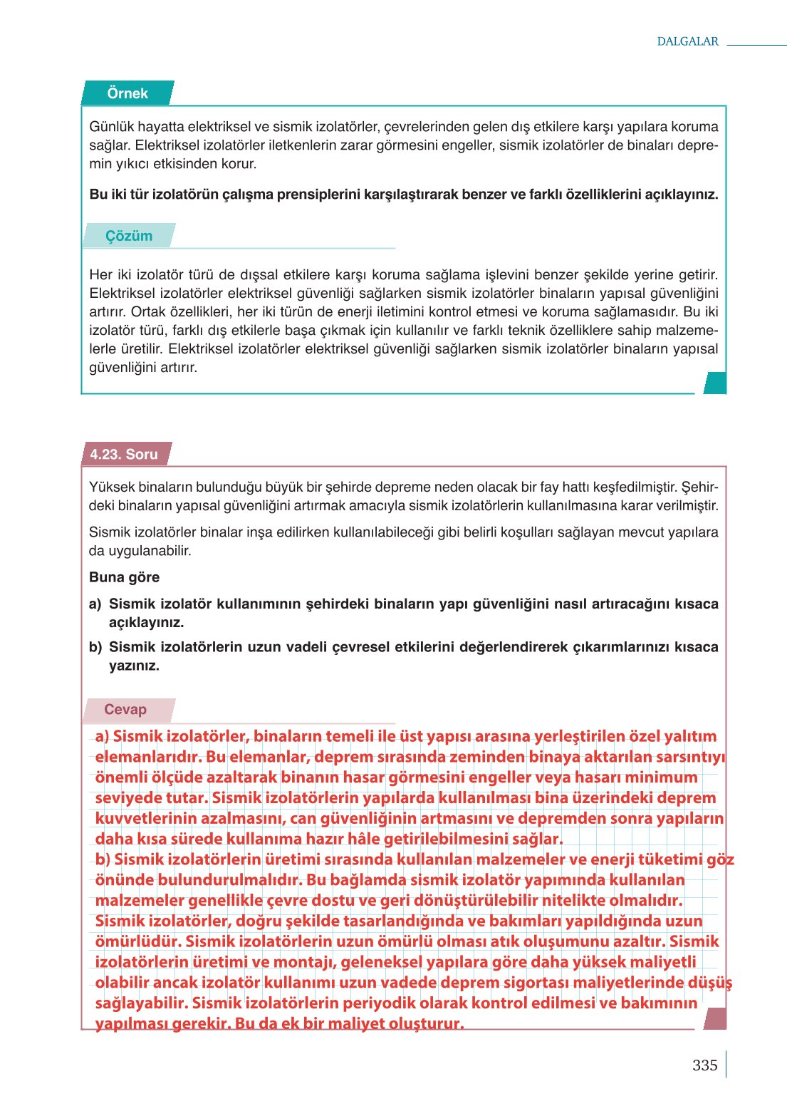 10. Sınıf Meb Yayınları Fizik Ders Kitabı Sayfa 335 Cevapları