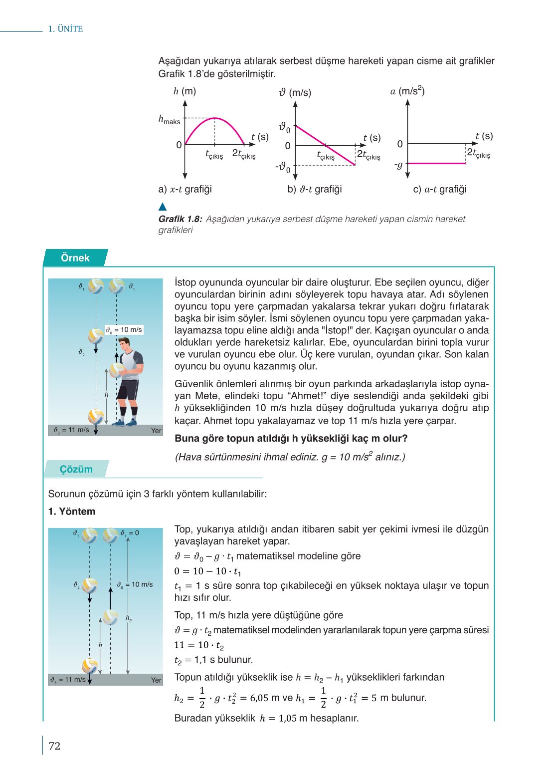 10. Sınıf Meb Yayınları Fizik Ders Kitabı Sayfa 72 Cevapları