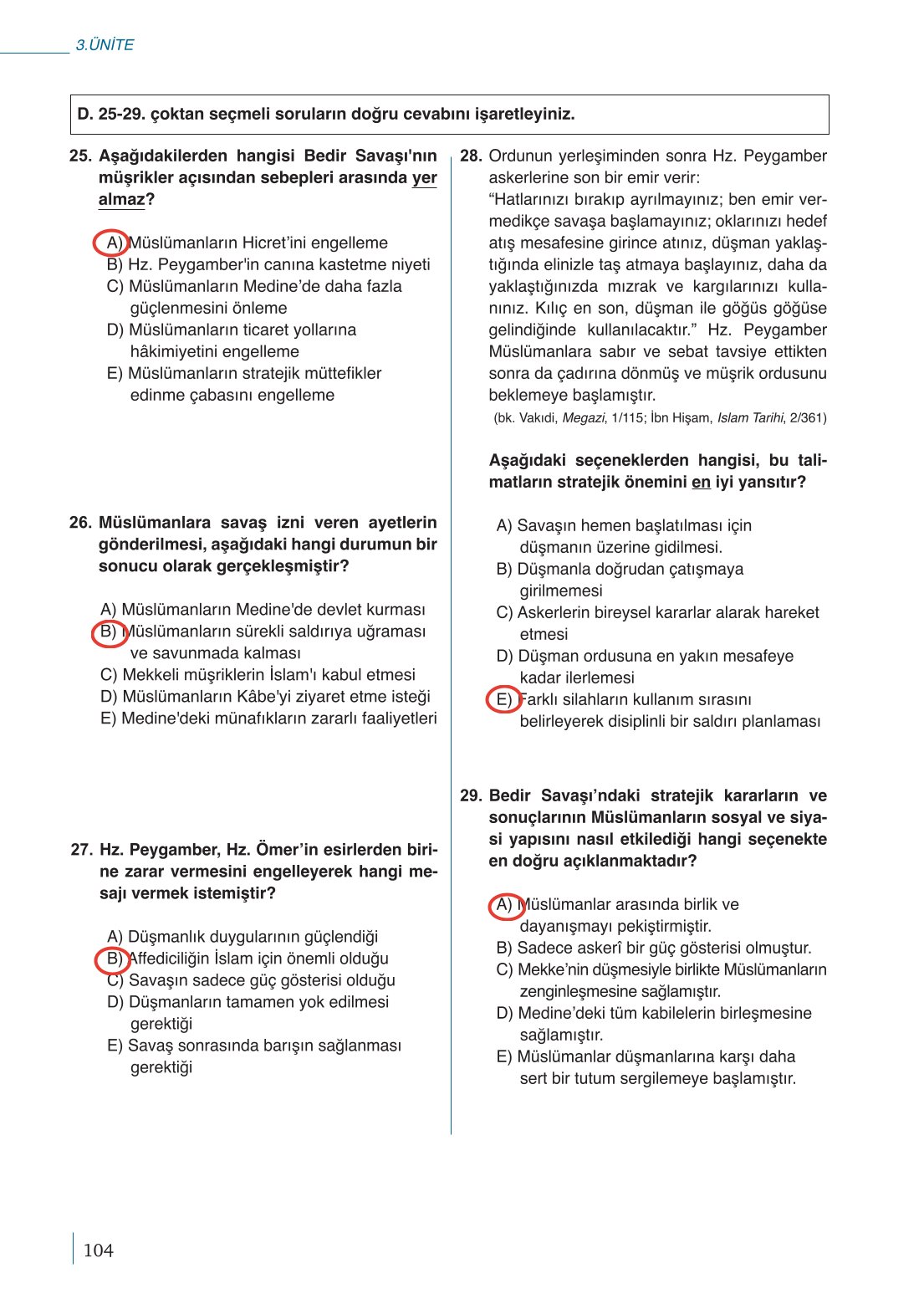 10. Sınıf Meb Yayınları Peygamberimizin Hayatı Ders Kitabı Sayfa 104 Cevapları 10. Sınıf Meb Yayınları Peygamberimizin Hayatı Ders Kitabı Sayfa 104 Cevapları