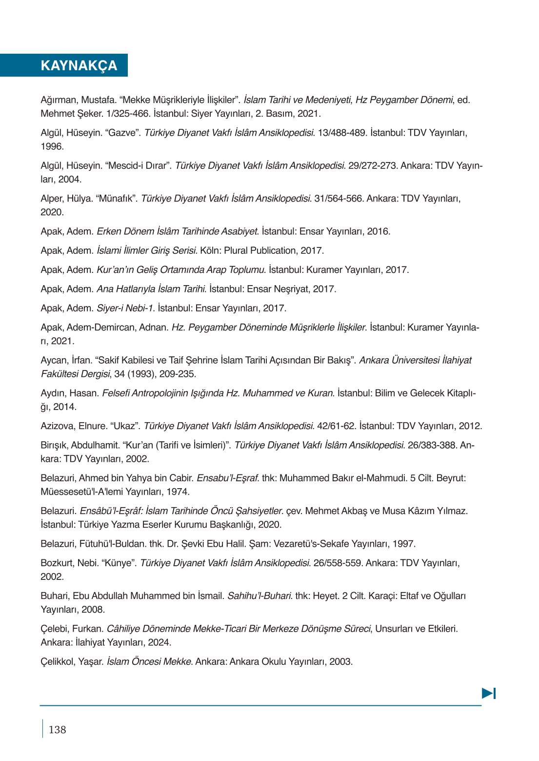 10. Sınıf Meb Yayınları Peygamberimizin Hayatı Ders Kitabı Sayfa 138 Cevapları