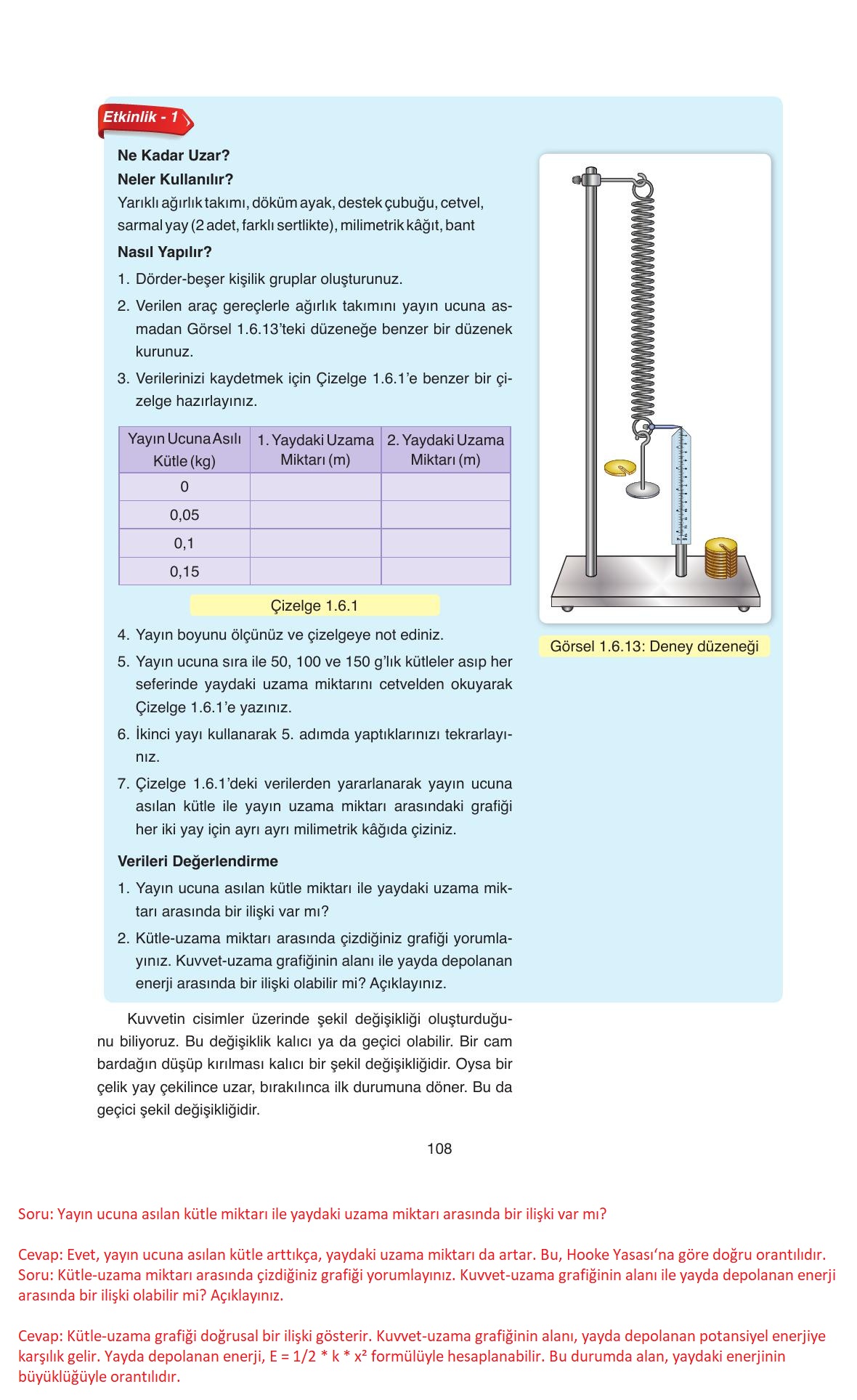 11. Sınıf Ata Yayıncılık Fizik Ders Kitabı Sayfa 108 Cevapları