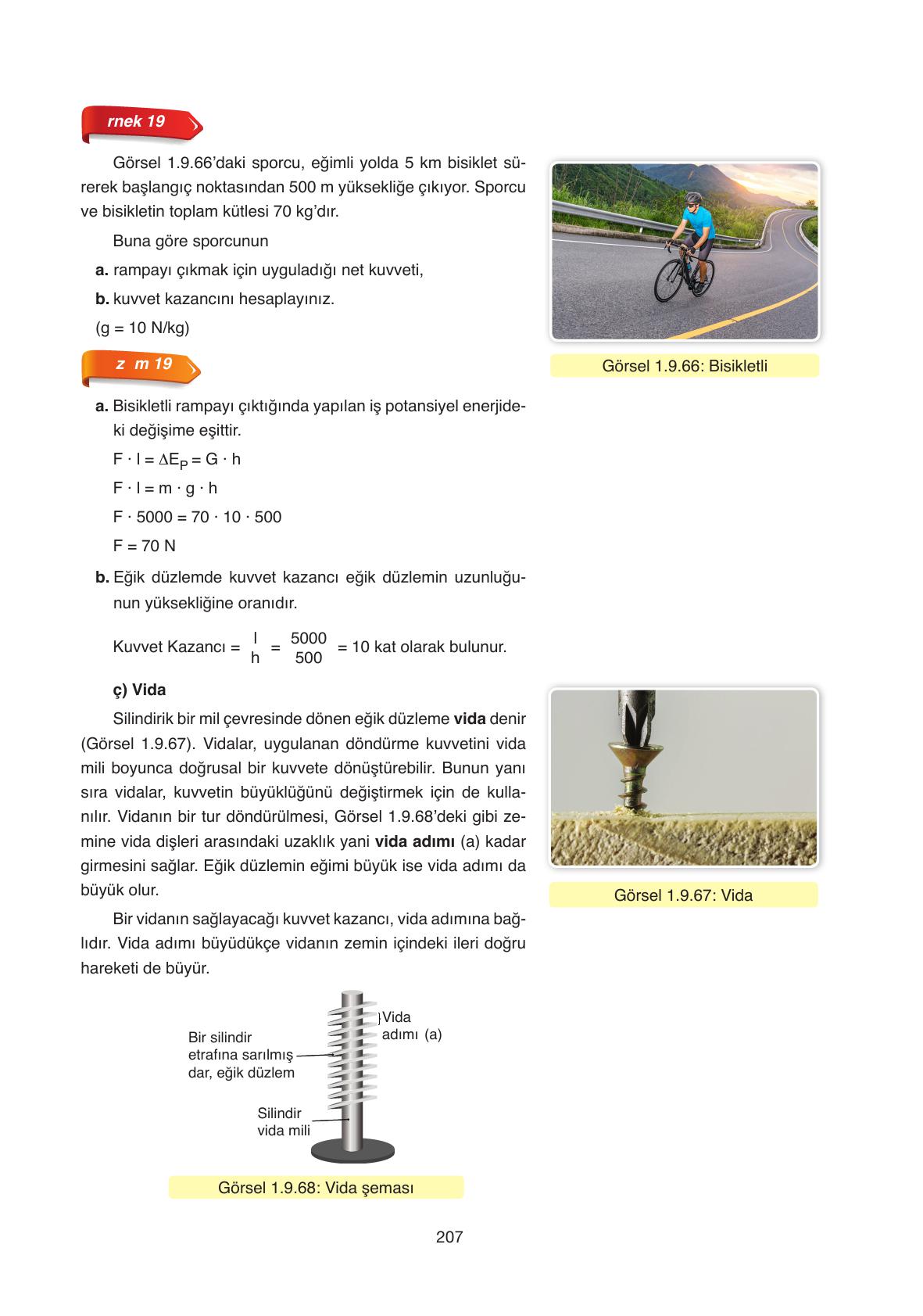 11. Sınıf Ata Yayıncılık Fizik Ders Kitabı Sayfa 207 Cevapları